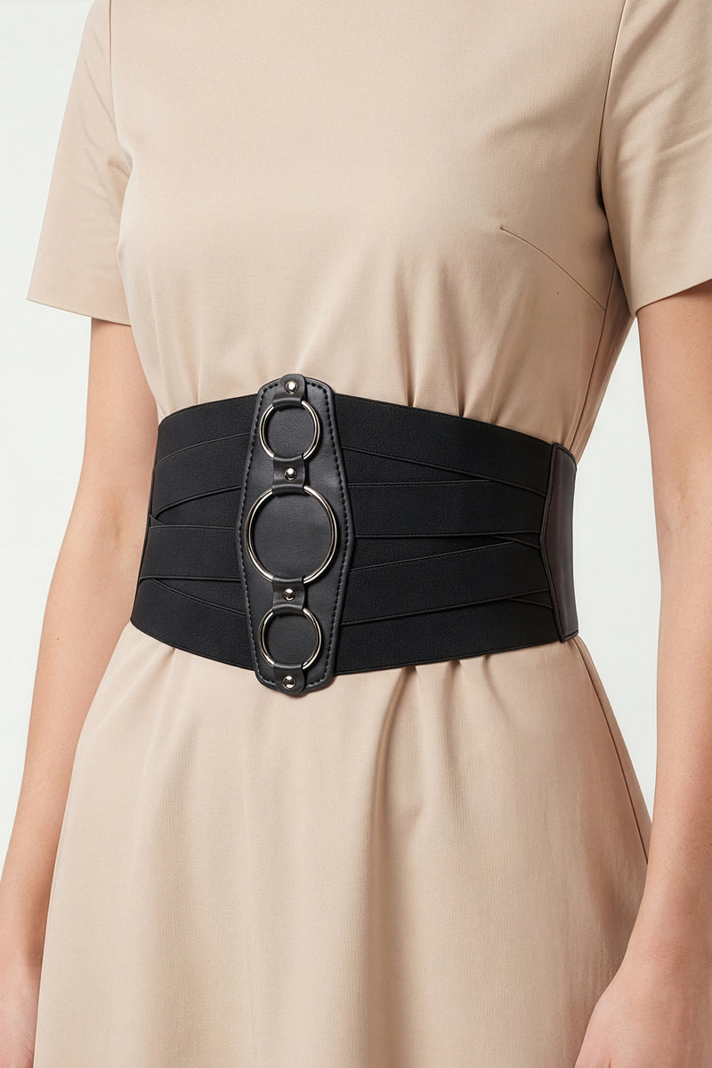 Chic Full Grain Leather Elastic Belt, Wide Adjustable  display picture 3