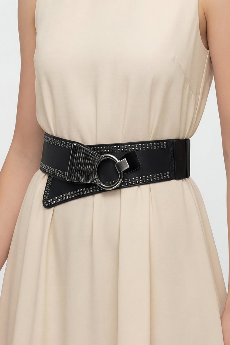 Studded Hook Buckle Belt - Black – BlackButterfly display picture 1