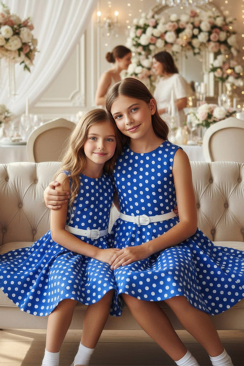 Kids Audrey Polka Dot Dress - Royal Blue – BlackButterfly
