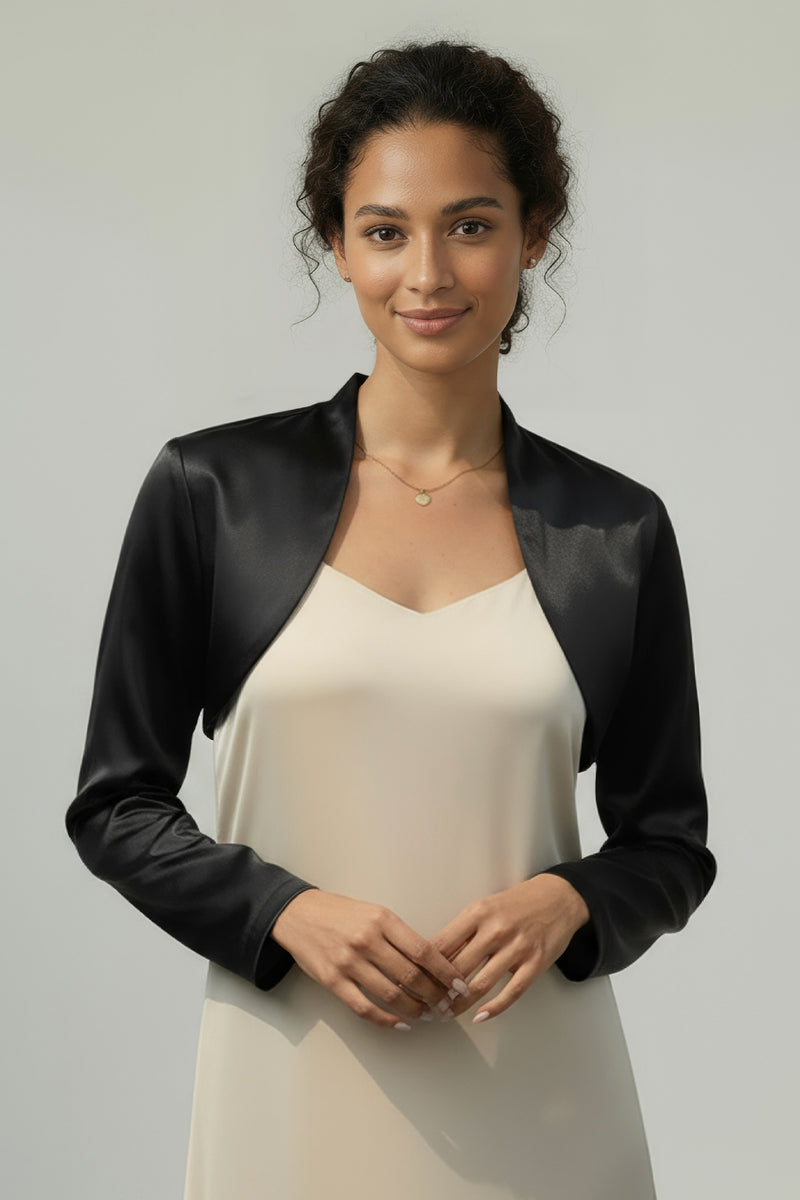 Satin Long Sleeve Bolero - Black – BlackButterfly