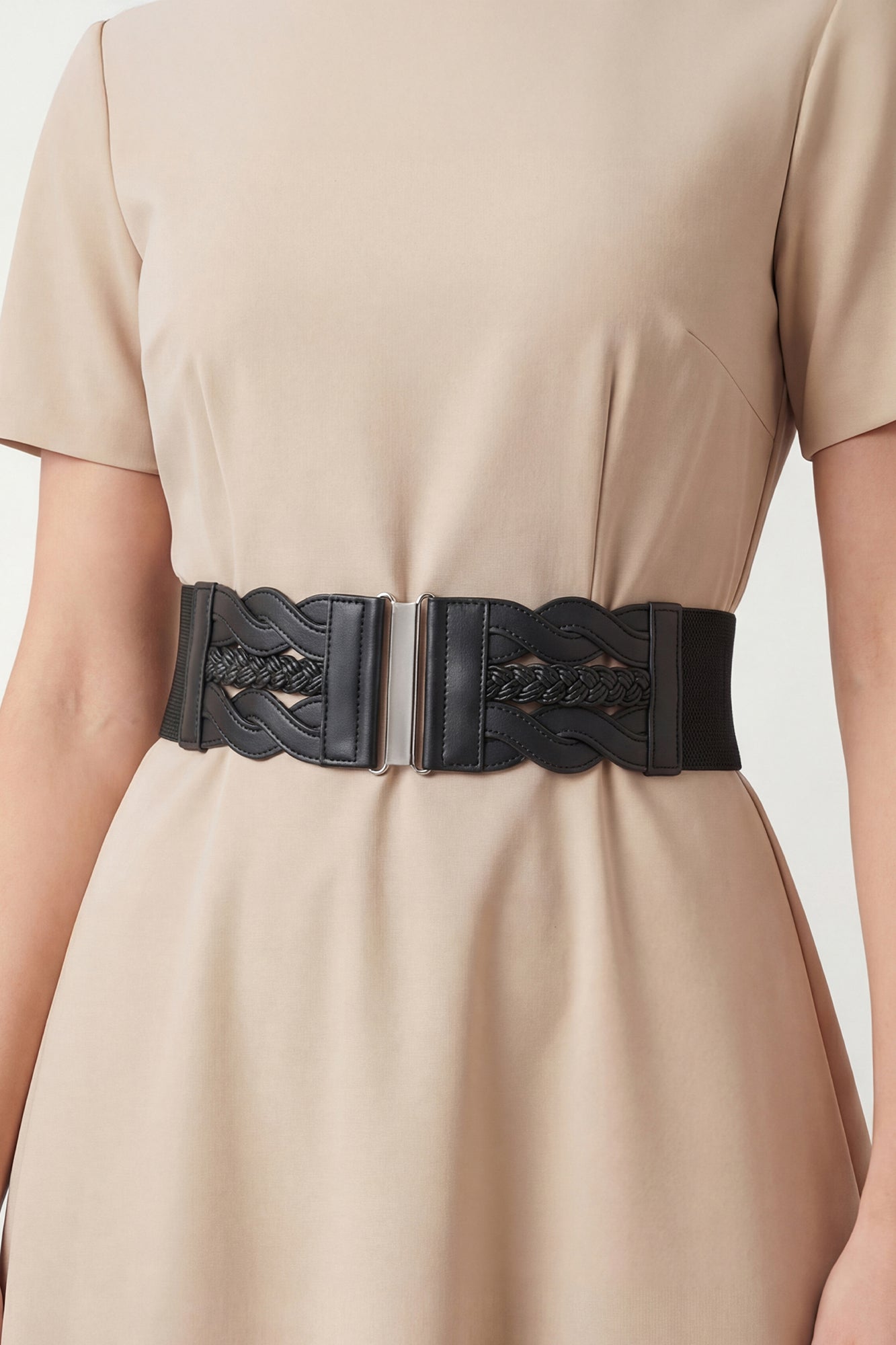 Nic&Zoe taupe/black stretch waist belt Black Stretch Belt - Etsy main image 3