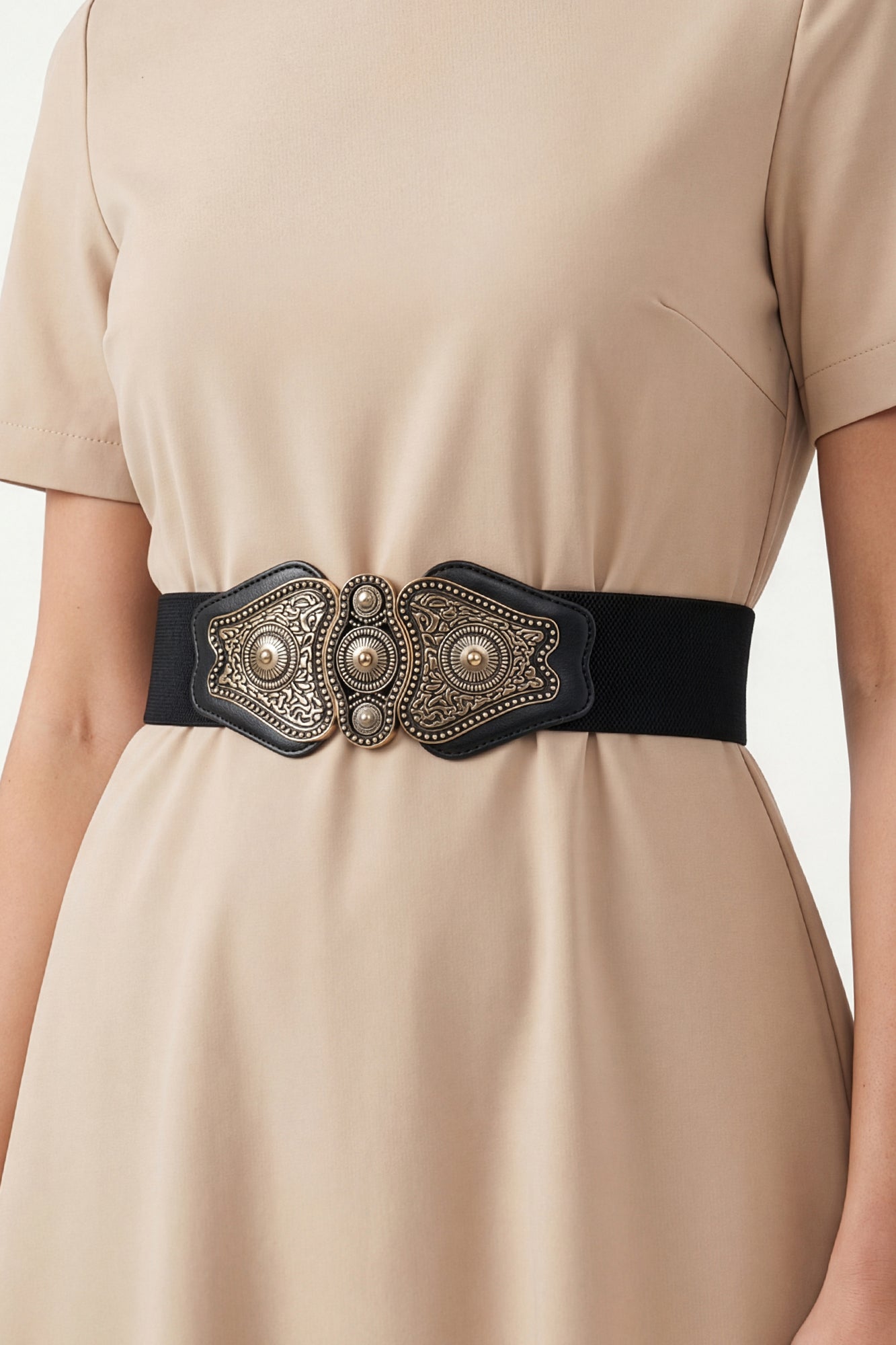 BlackButterfly 7.5 in cm Breed Waspie Elastisch Vintage Gevlochten Gesp Taille Riem (Nachtblauw, L