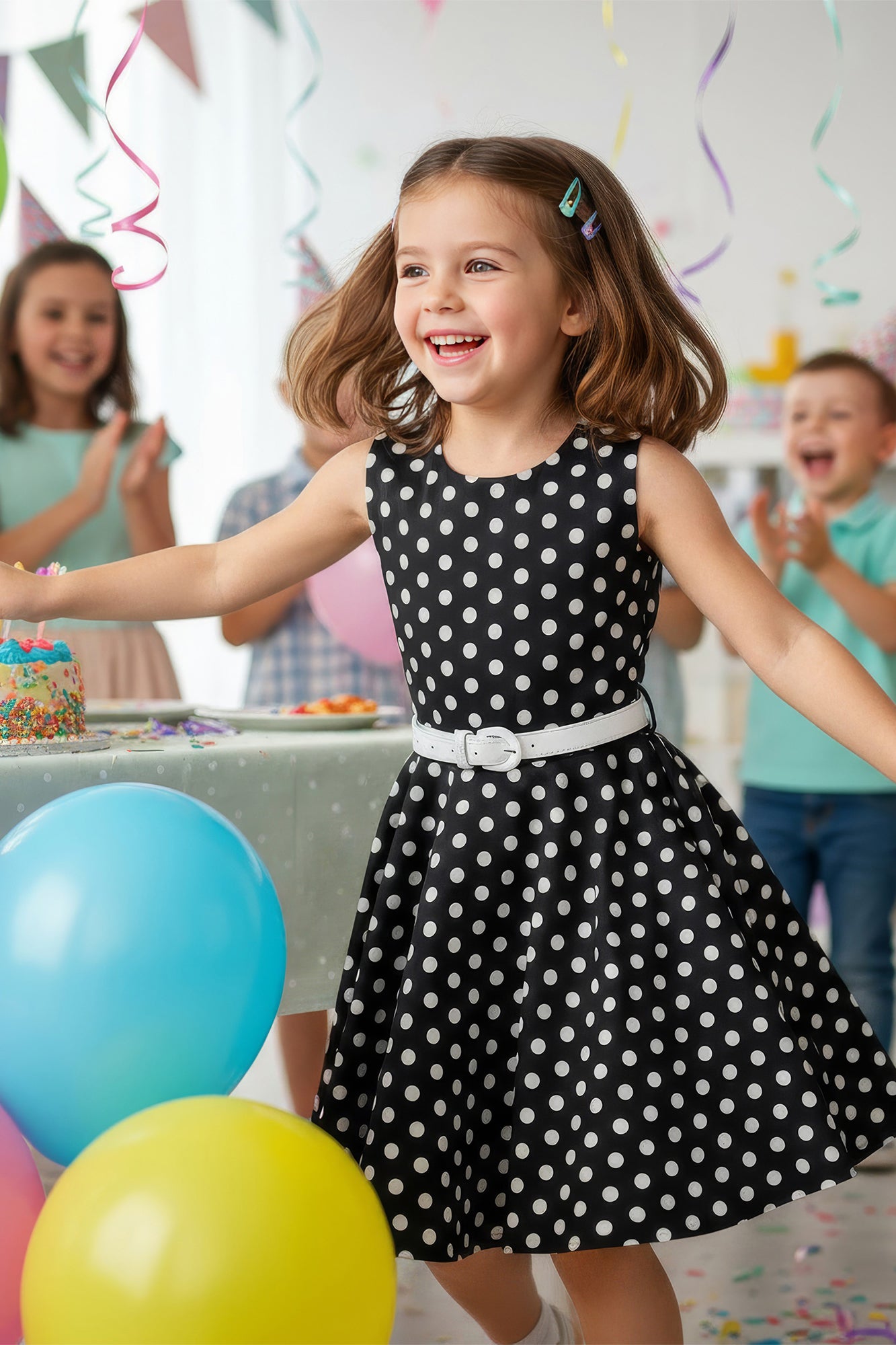 Kids Audrey Polka Dot Dress - Black – BlackButterfly