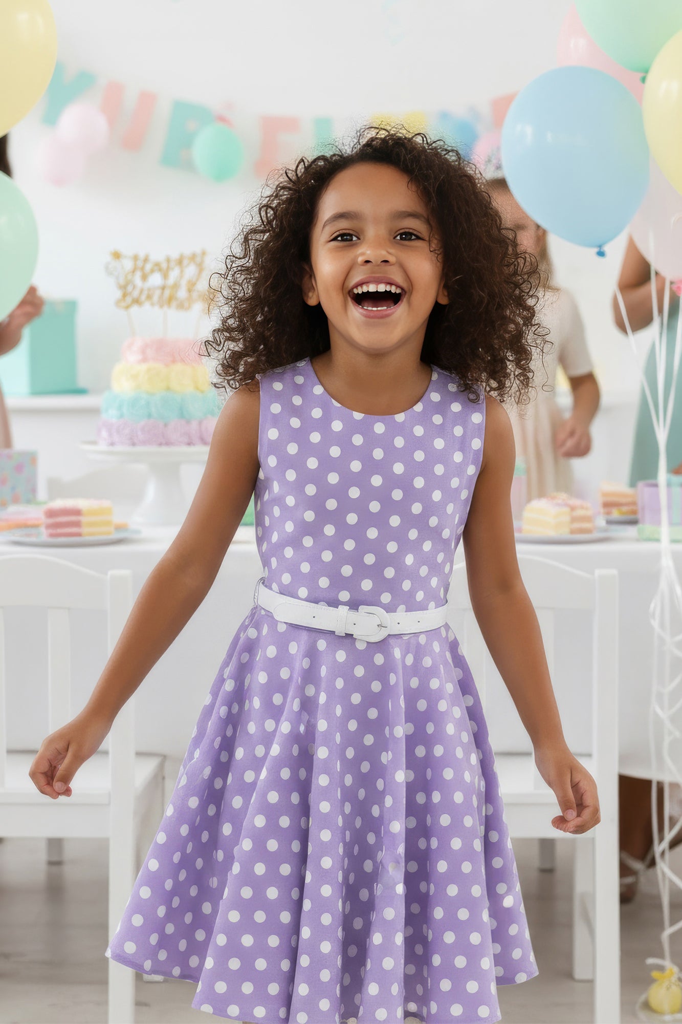 Kids Audrey Polka Dot Dress - Purple – BlackButterfly