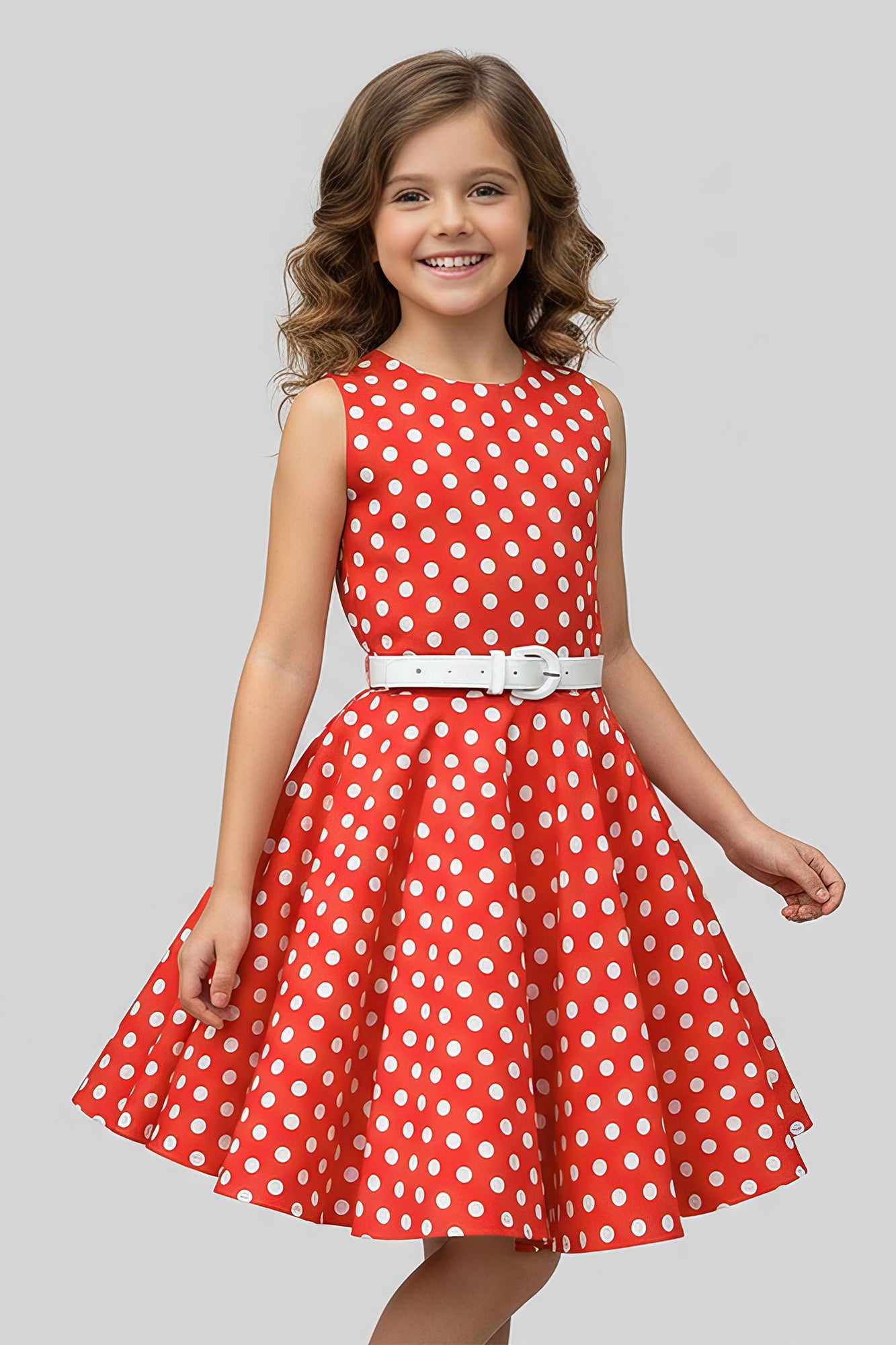 Kids Audrey Polka Dot Dress Red