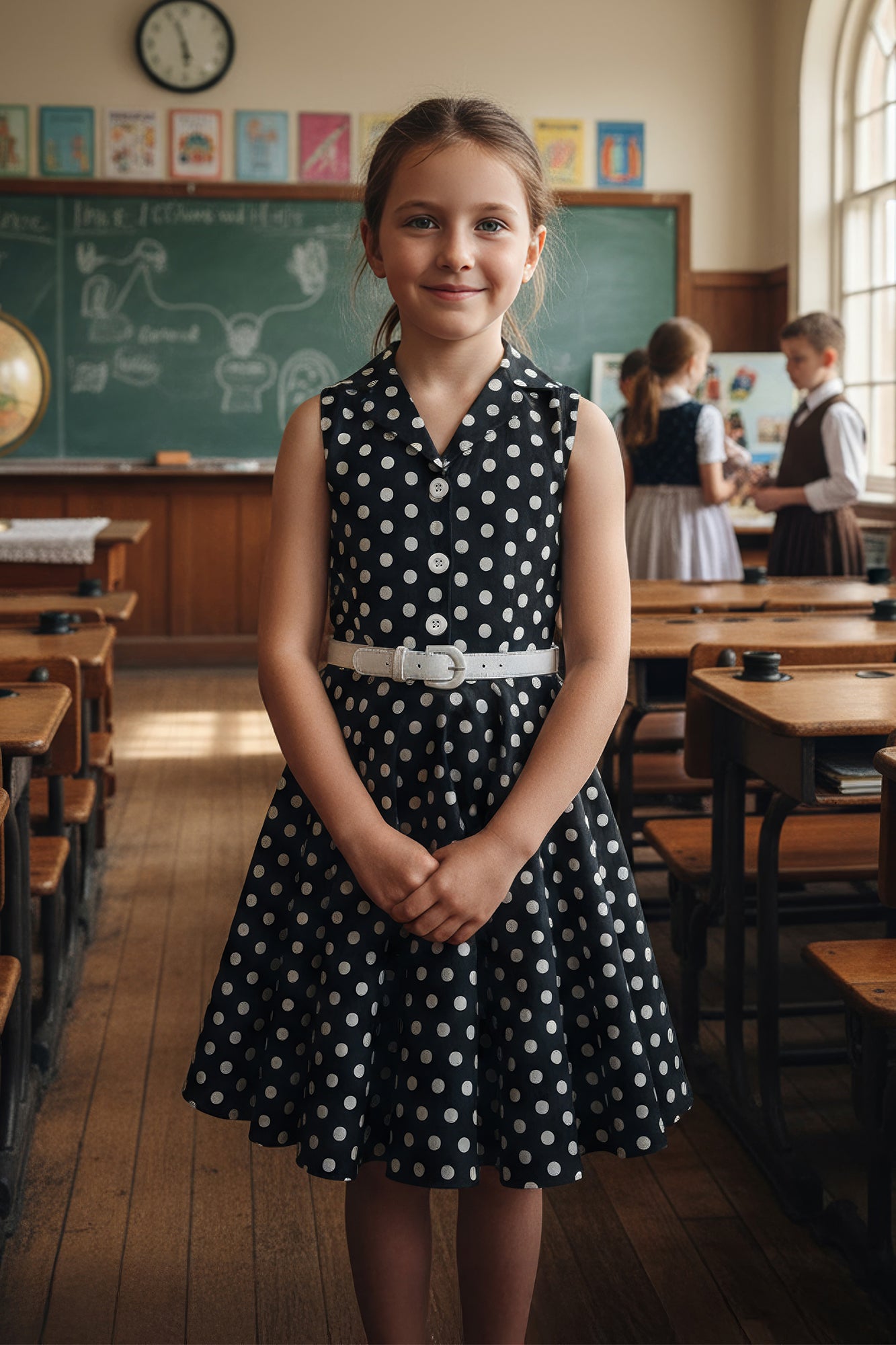 Kids 'Holly' Vintage Polka Dot 50's Party Girls Bridesmaid Prom Dress - Foto 8