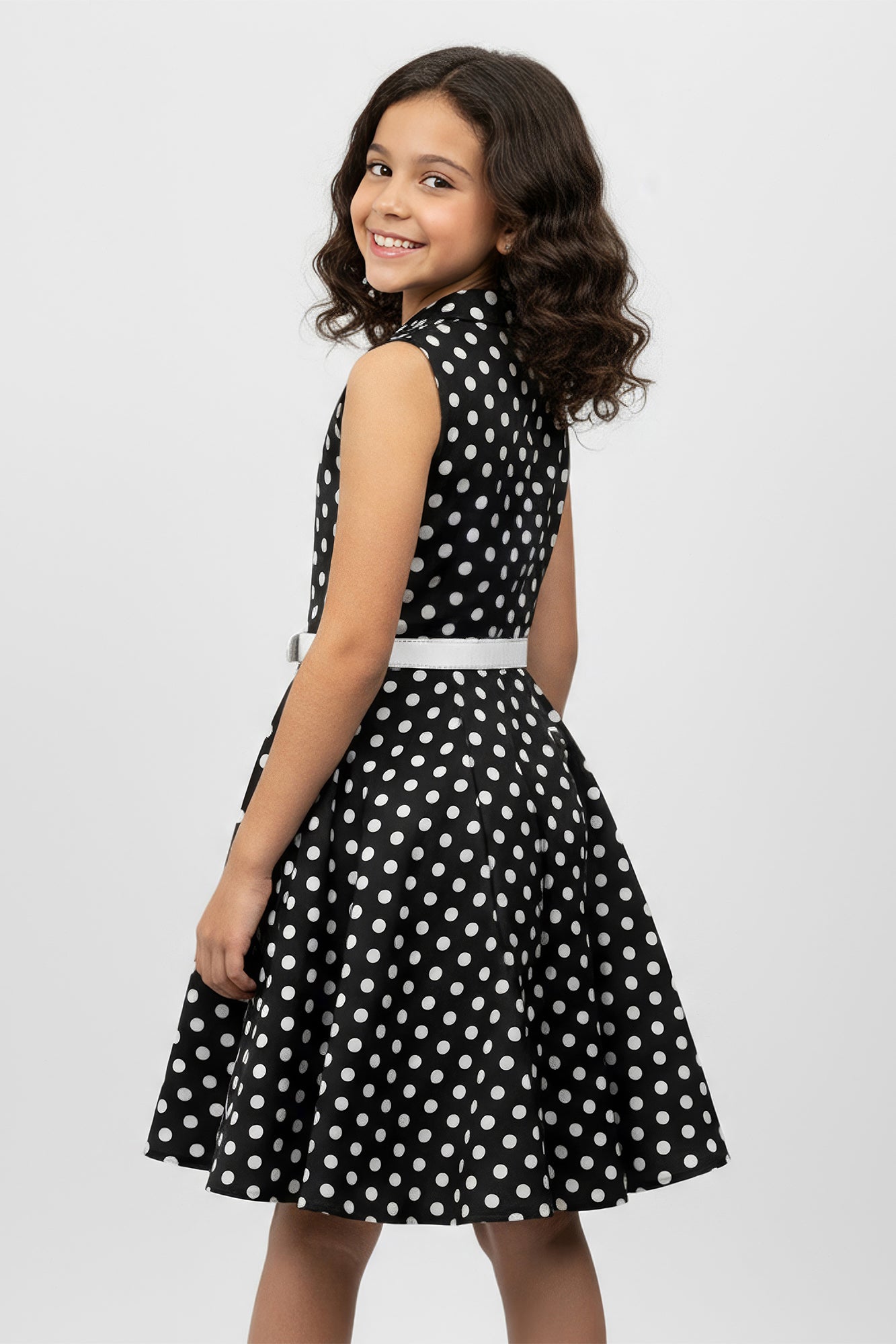 bridal dress shops near me CODO Vintage Refashioned Cotton Polka Dot A-Line Dress Black White