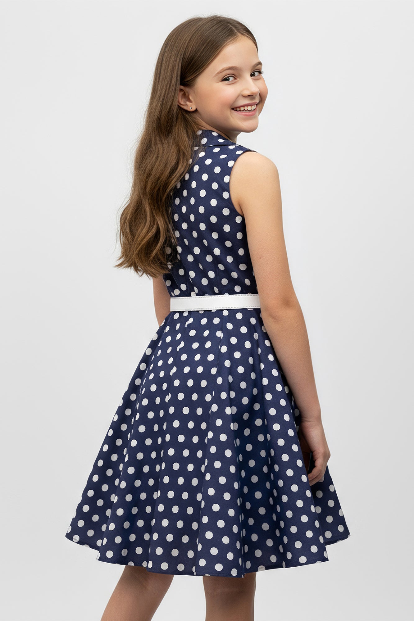 Kids Holly Polka Dot Dress - Midnight Blue BlackButterfly Kids Holly Polka Dot Dress - Midnight Blue BlackButterfly