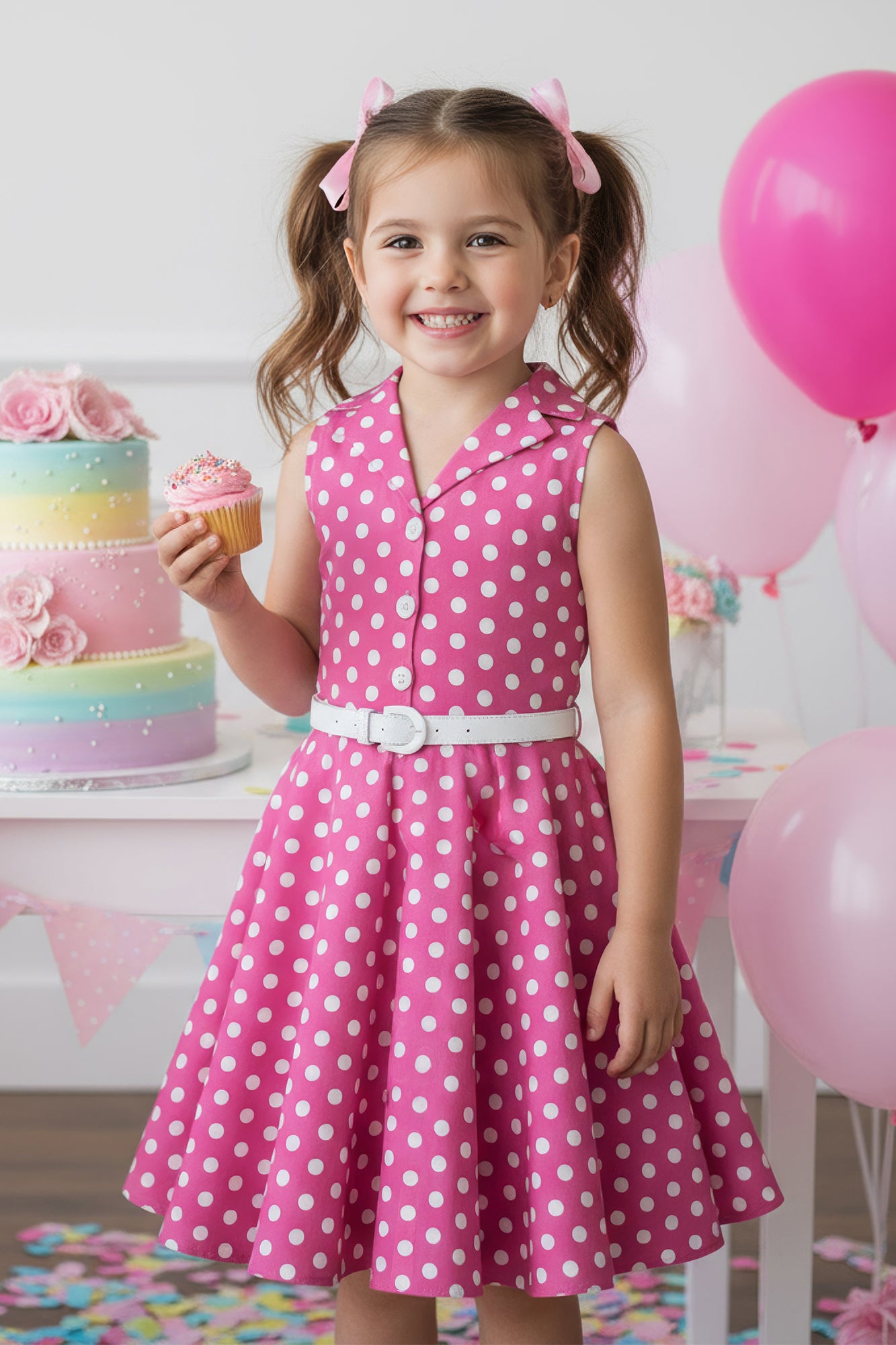 strapless open back dress Kids Holly Polka Dot Dress