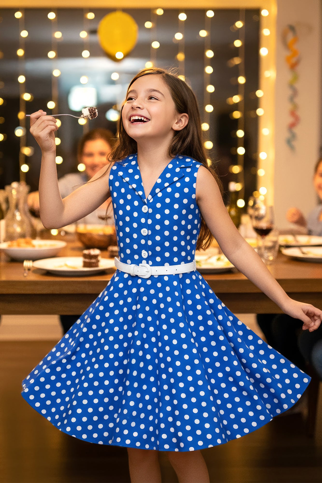 Kids Holly Polka Dot Dress - Royal Blue BlackButterfly Kids Holly Polka Dot Dress - Royal Blue BlackButterfly
