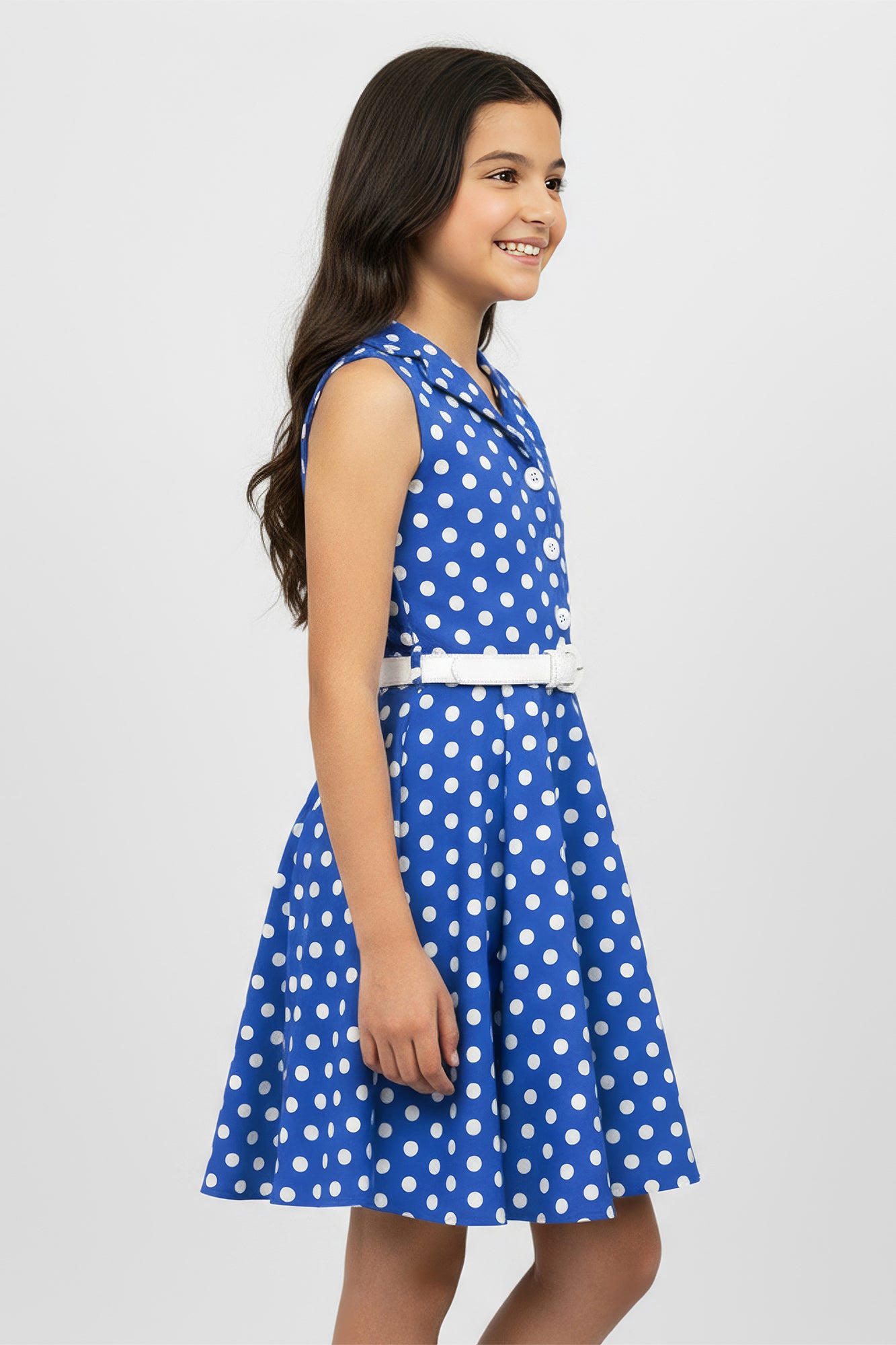 Kids Holly Polka Dot Dress - Royal Blue  BlackButterfly