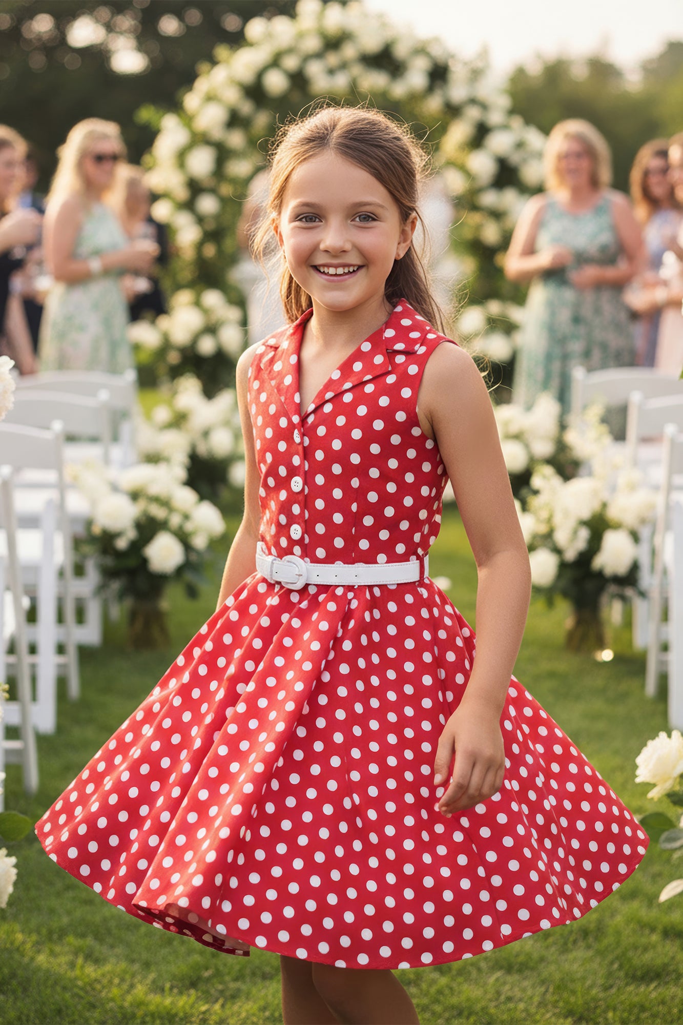 strapless open back dress Kids Holly Polka Dot Dress