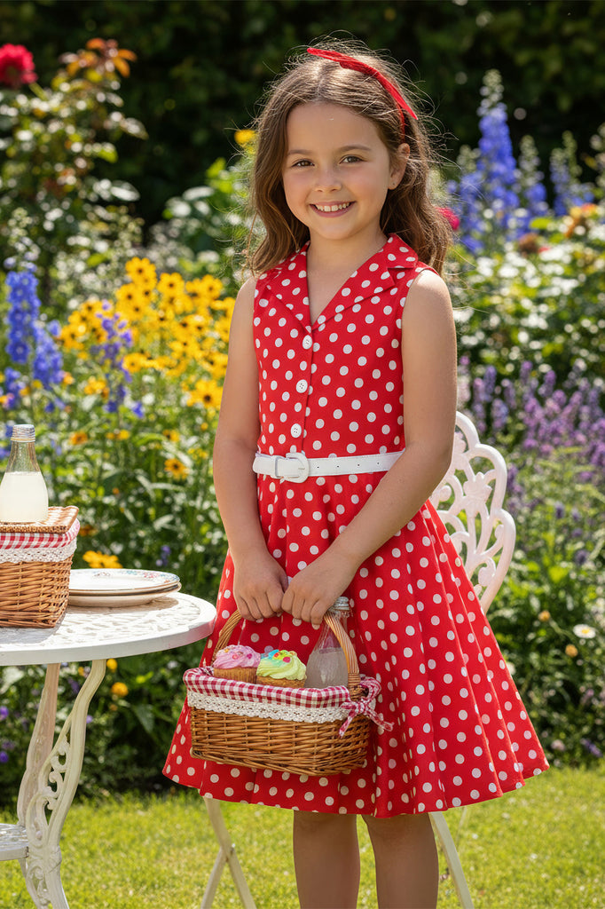 Kids 'Holly' Vintage Polka Dot 50's Party Girls Bridesmaid Prom Dress - Foto 10