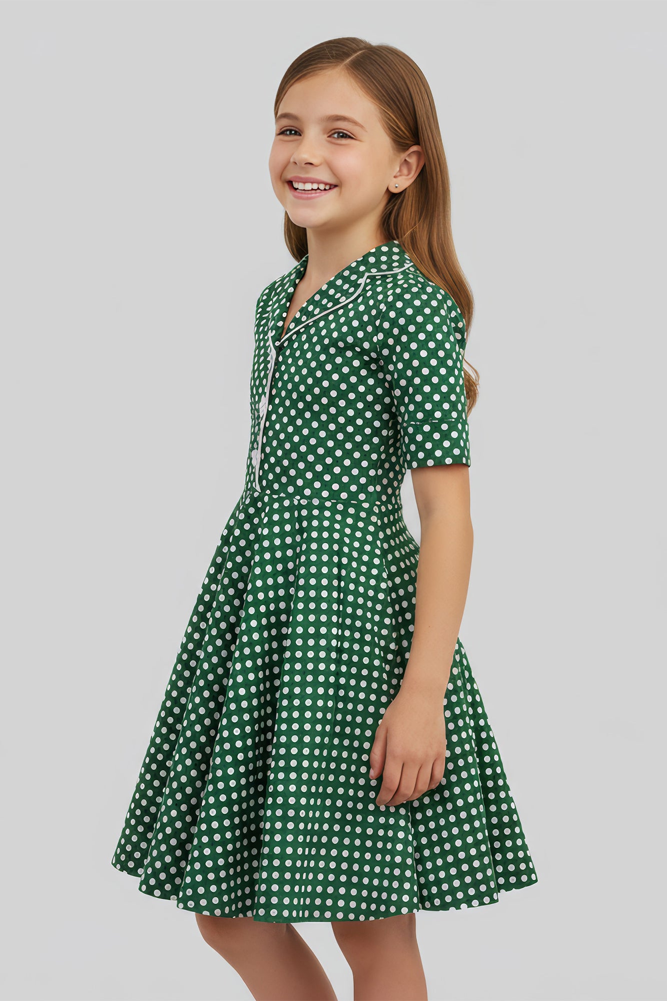 Kids Sabrina Polka Dot Dress - Green BlackButterfly Kids Sabrina Polka Dot Dress - Green BlackButterfly