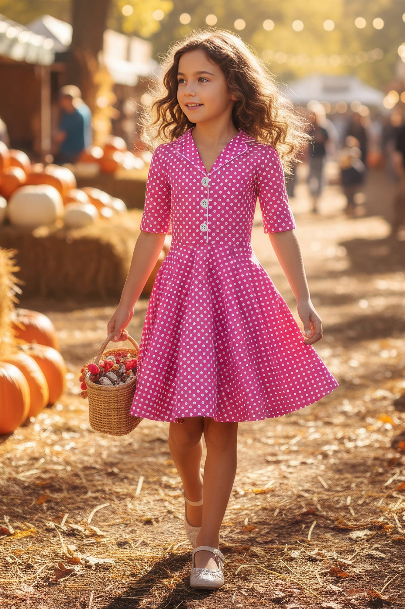childrens pink polka dot dresses Lola + The Boys Sweet Polka Dot Dress, 4