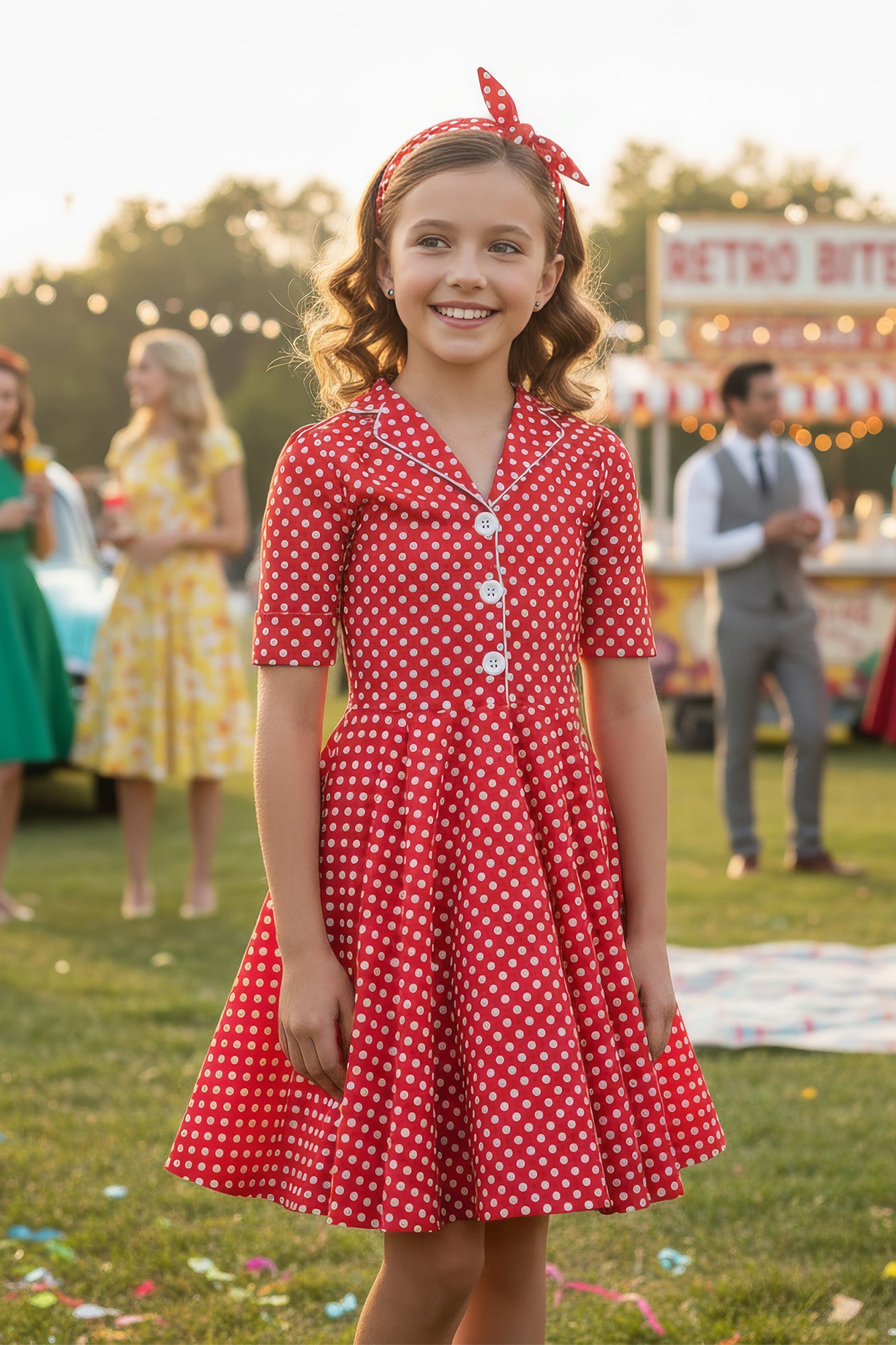 retro red polka dot dress Stepping out in a true 1950s classic a polka-dot with a hint of pin-up charm, right here on the streets of Amsterdam , It feels like catching a moment from the past. But tell me would you 3% Elastane. Topdress Women's Vintage Polka Audrey