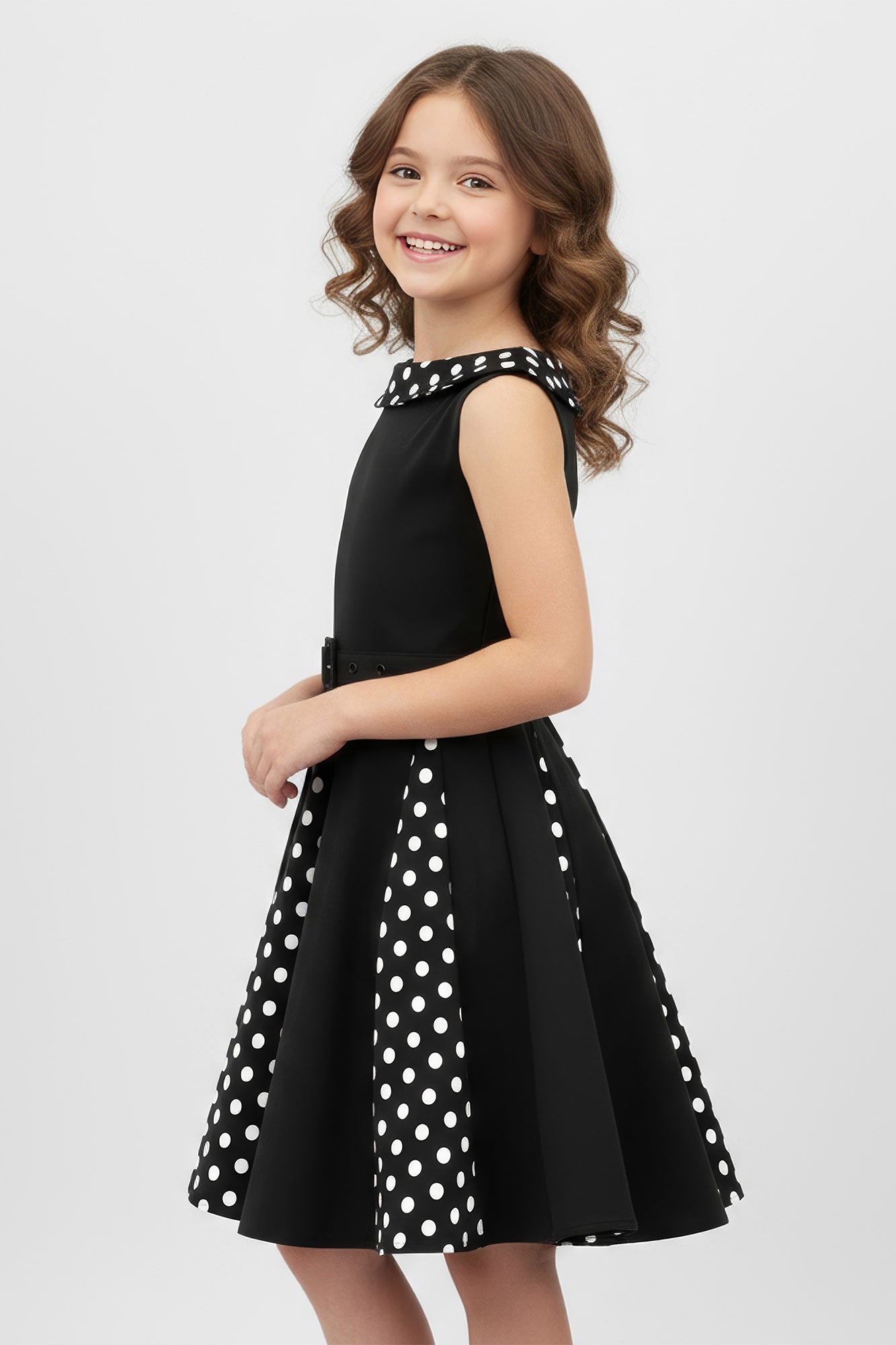 Kids Alexia Polka Dot Dress - Black – BlackButterfly