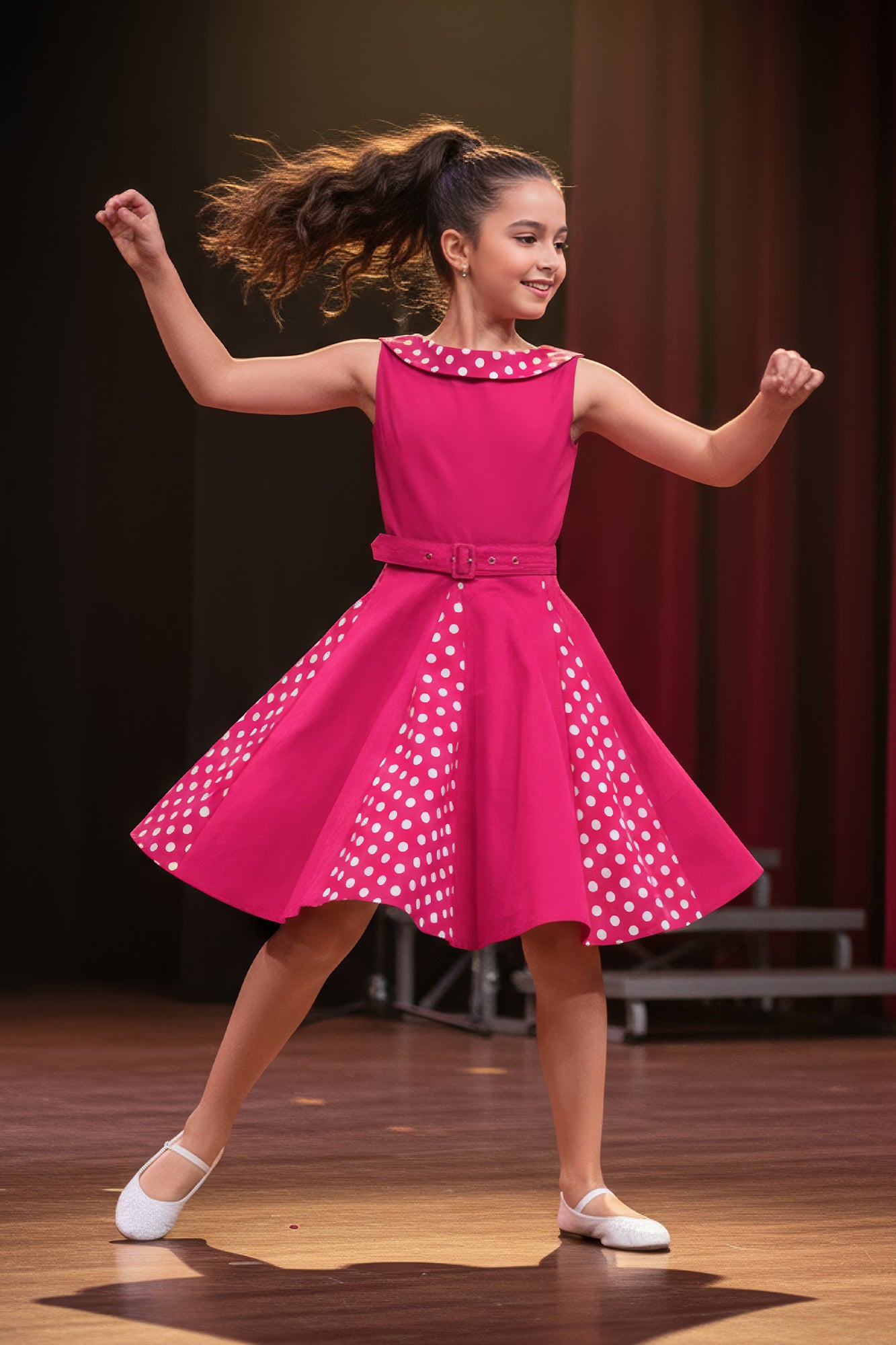 Kids Alexia Polka Dot Dress - Pink – BlackButterfly
