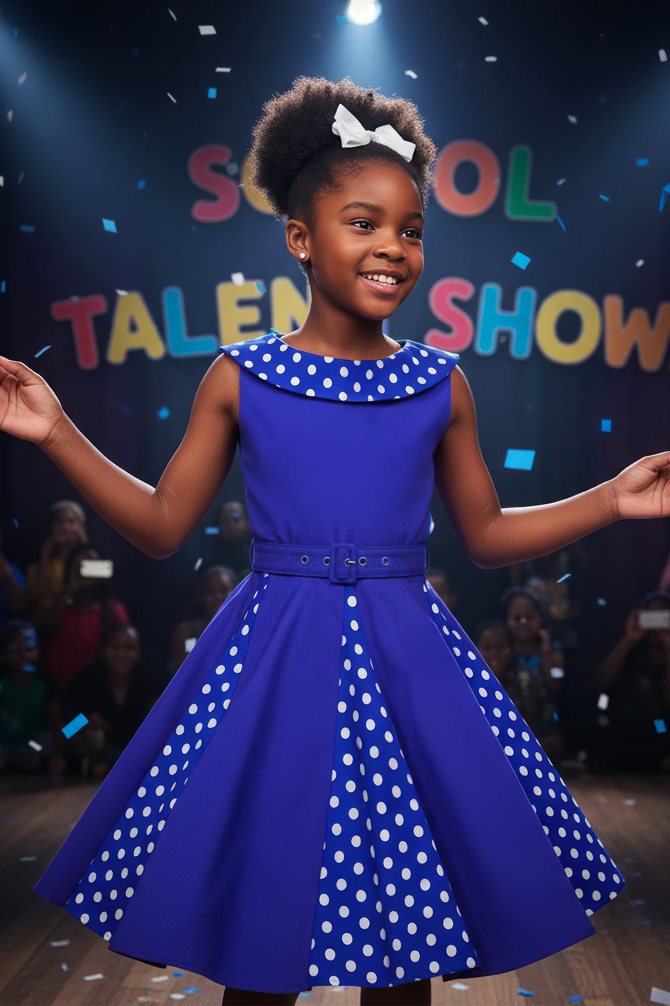 acka ［kids］bijou dot velours dress Kids Alexia Polka Dot Dress - Royal Blue – BlackButterfly