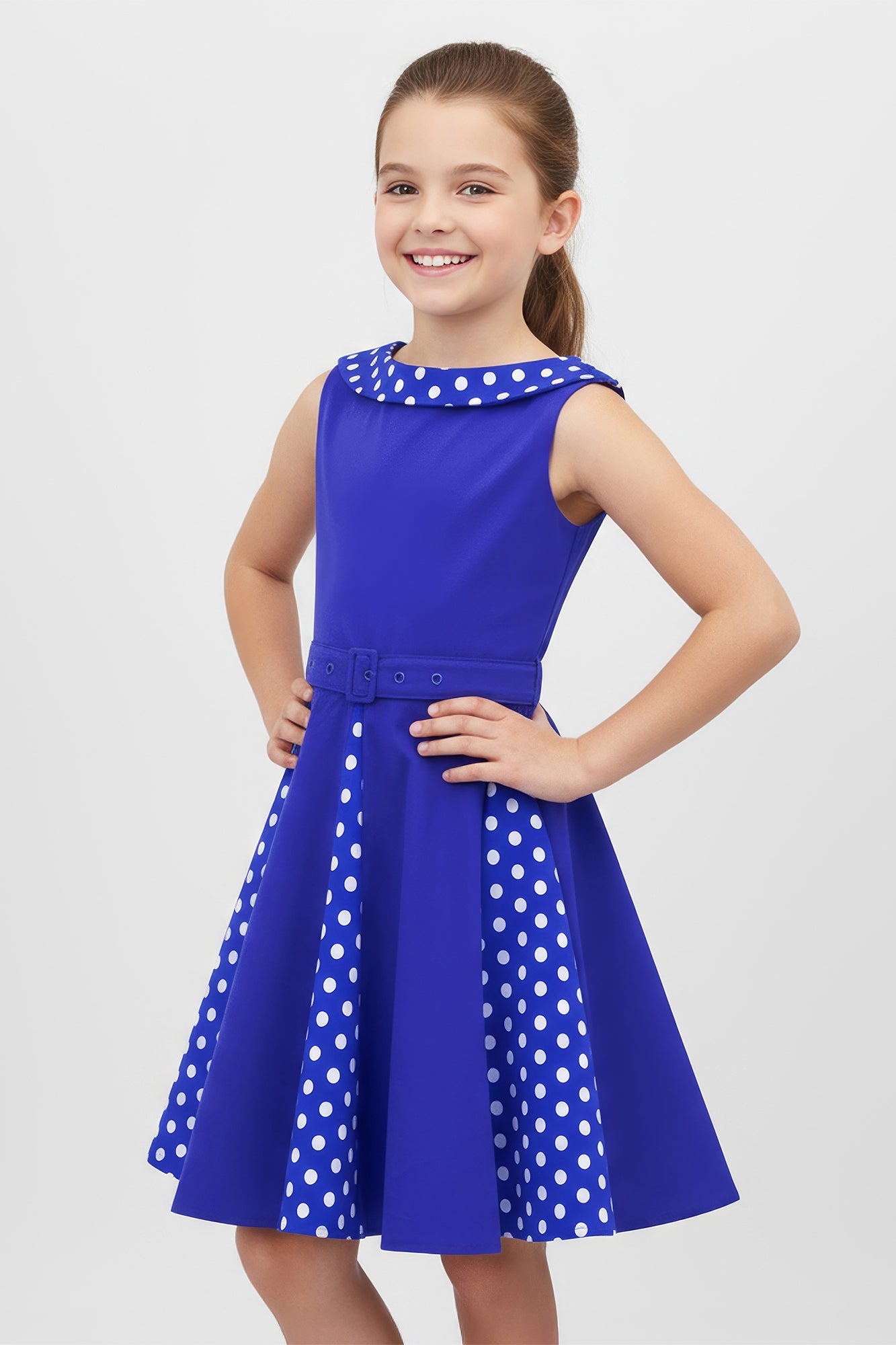 Kids Alexia Polka Dot Dress - Royal Blue – BlackButterfly