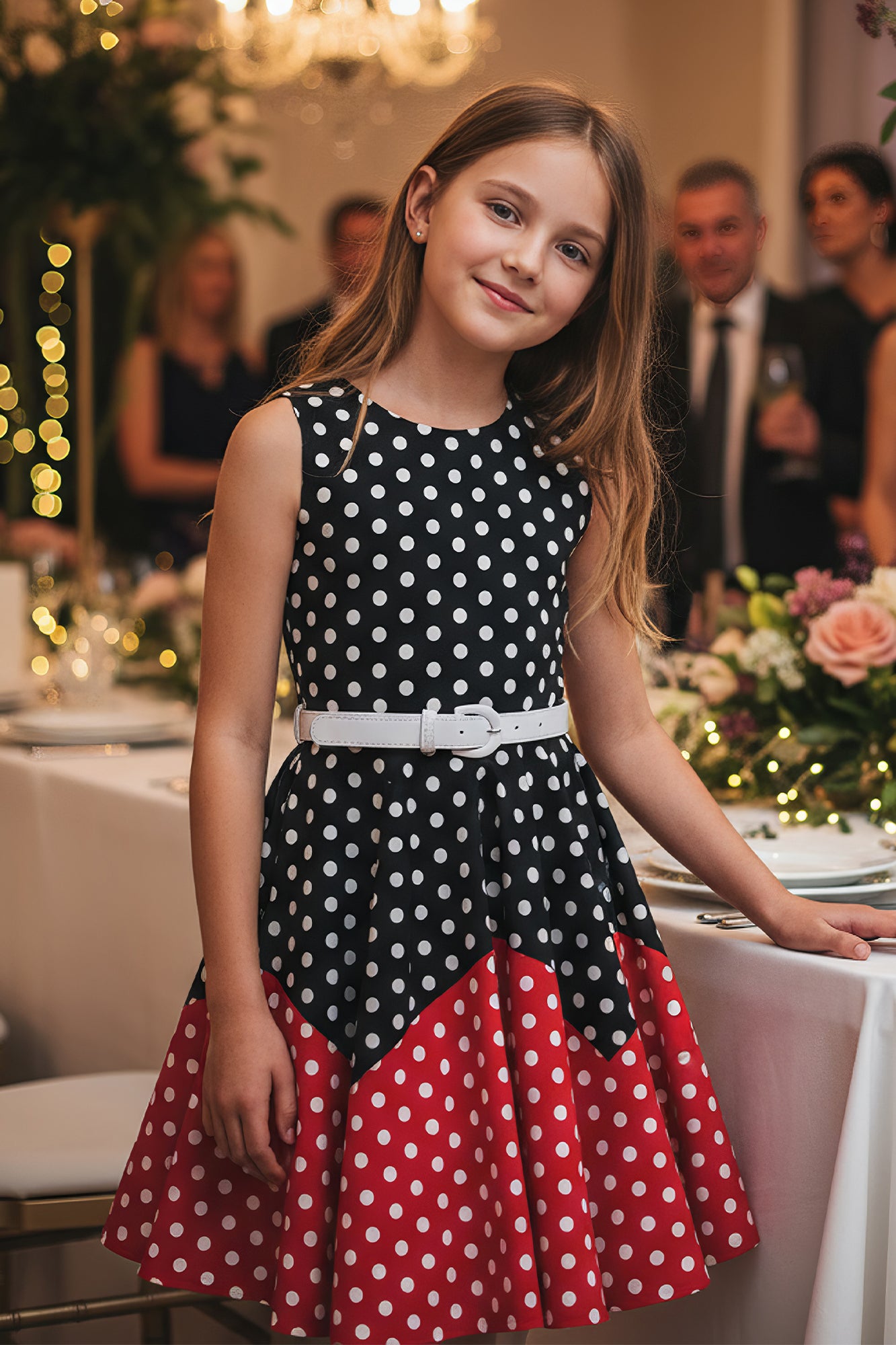 strapless open back dress Kids Amy Polka Dot Dress