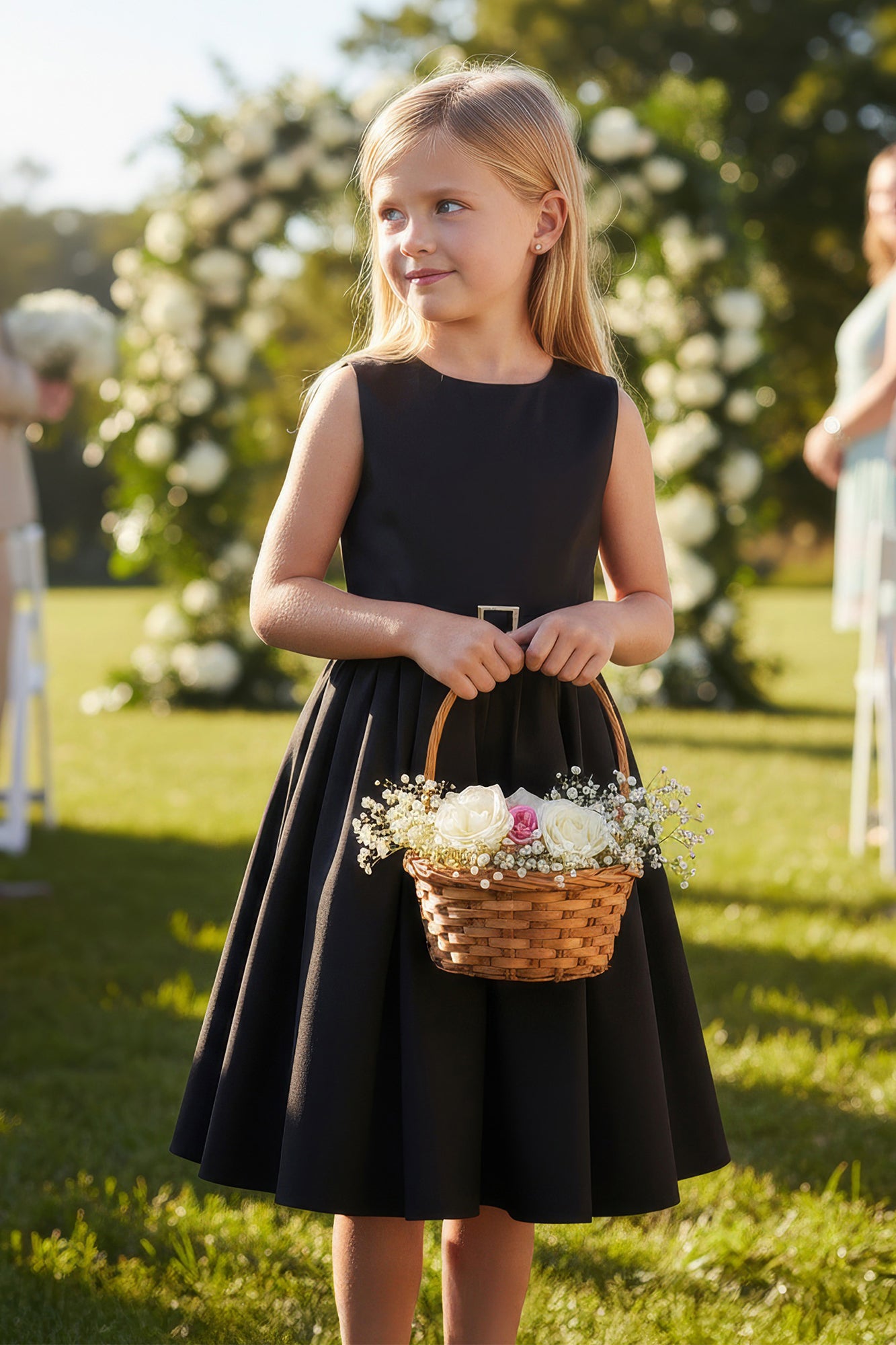 Kids 'Audrey' Vintage Clarity 50's Children's Girls Dress - Black / 7 - 8 Years