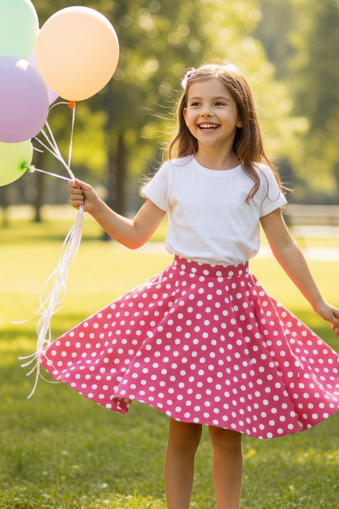 Kids Polka Dot Swing Skirt - Pink – BlackButterfly