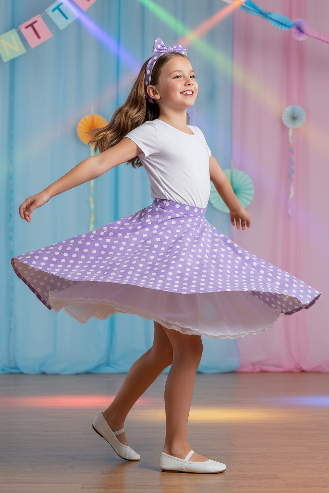 Kids Polka Dot Swing Skirt - Purple – BlackButterfly