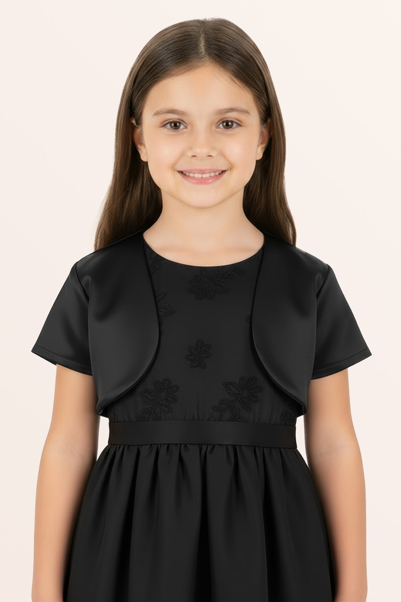 Kids Satin Short Sleeve Bolero - Black – BlackButterfly