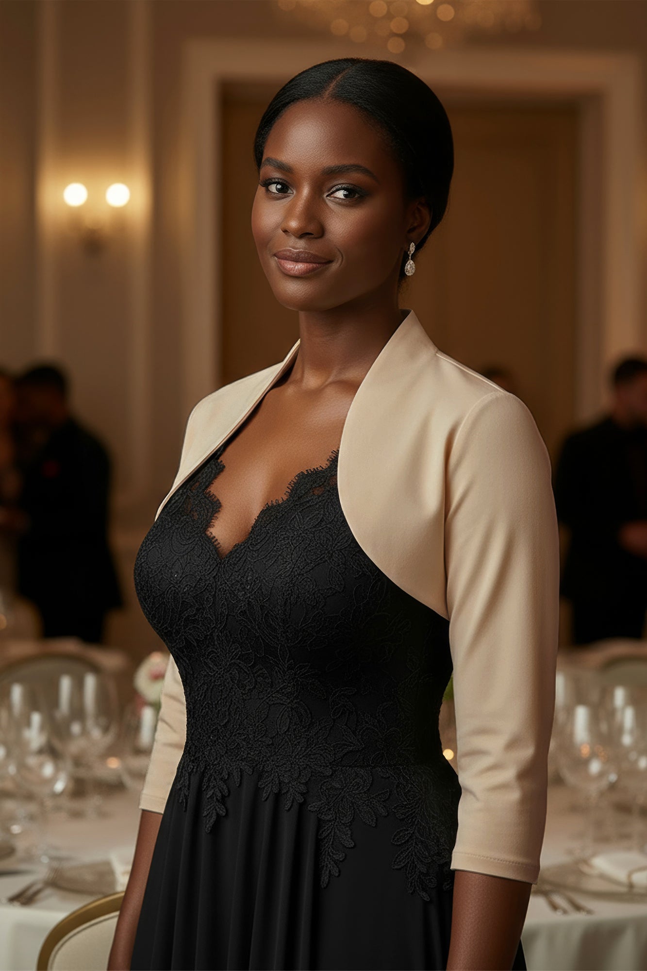 bolero jackets for formal dresses 3/4 Sleeve Tailored Bolero