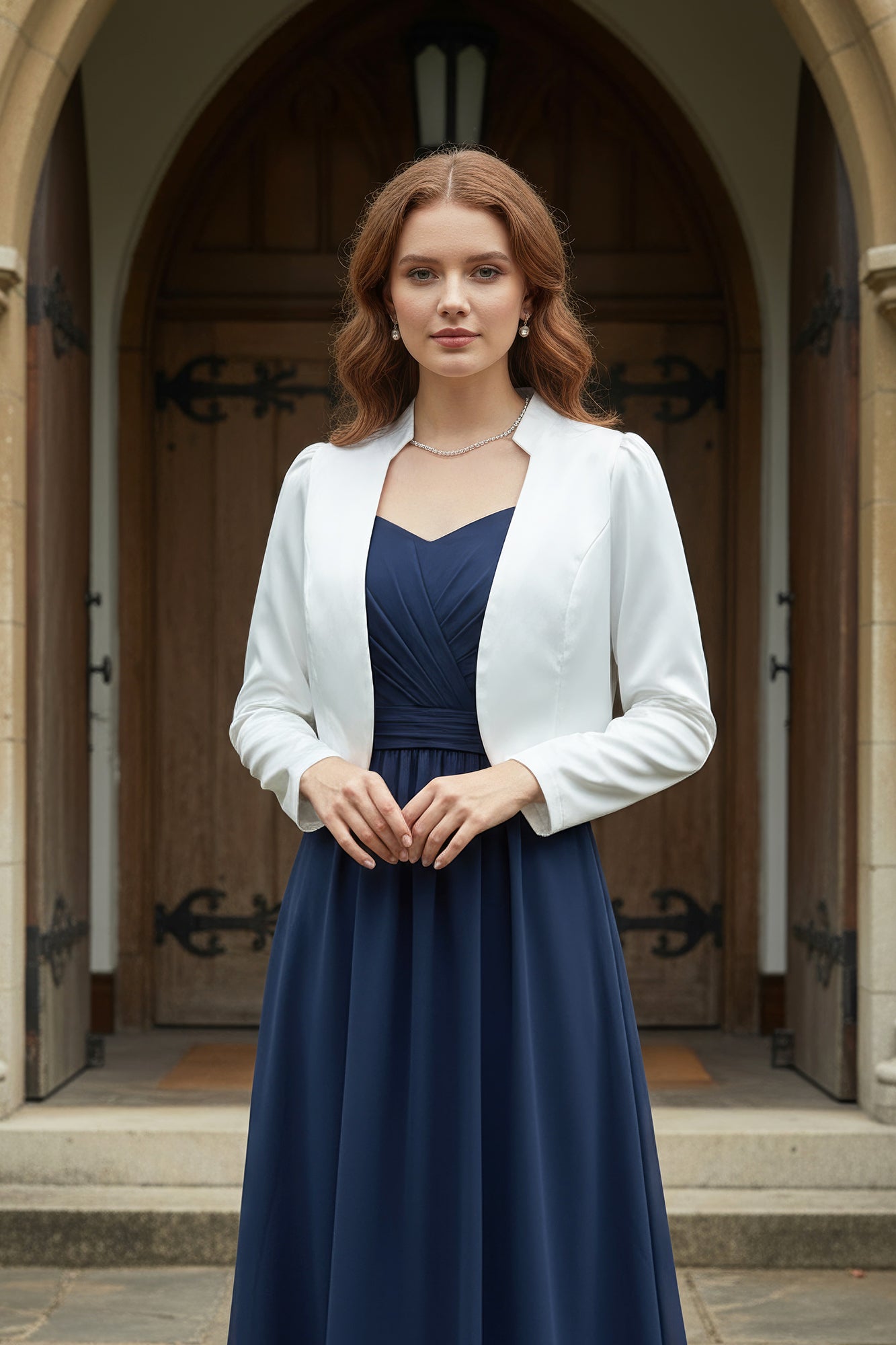 Satin Long Sleeve Jacket - Ivory – BlackButterfly