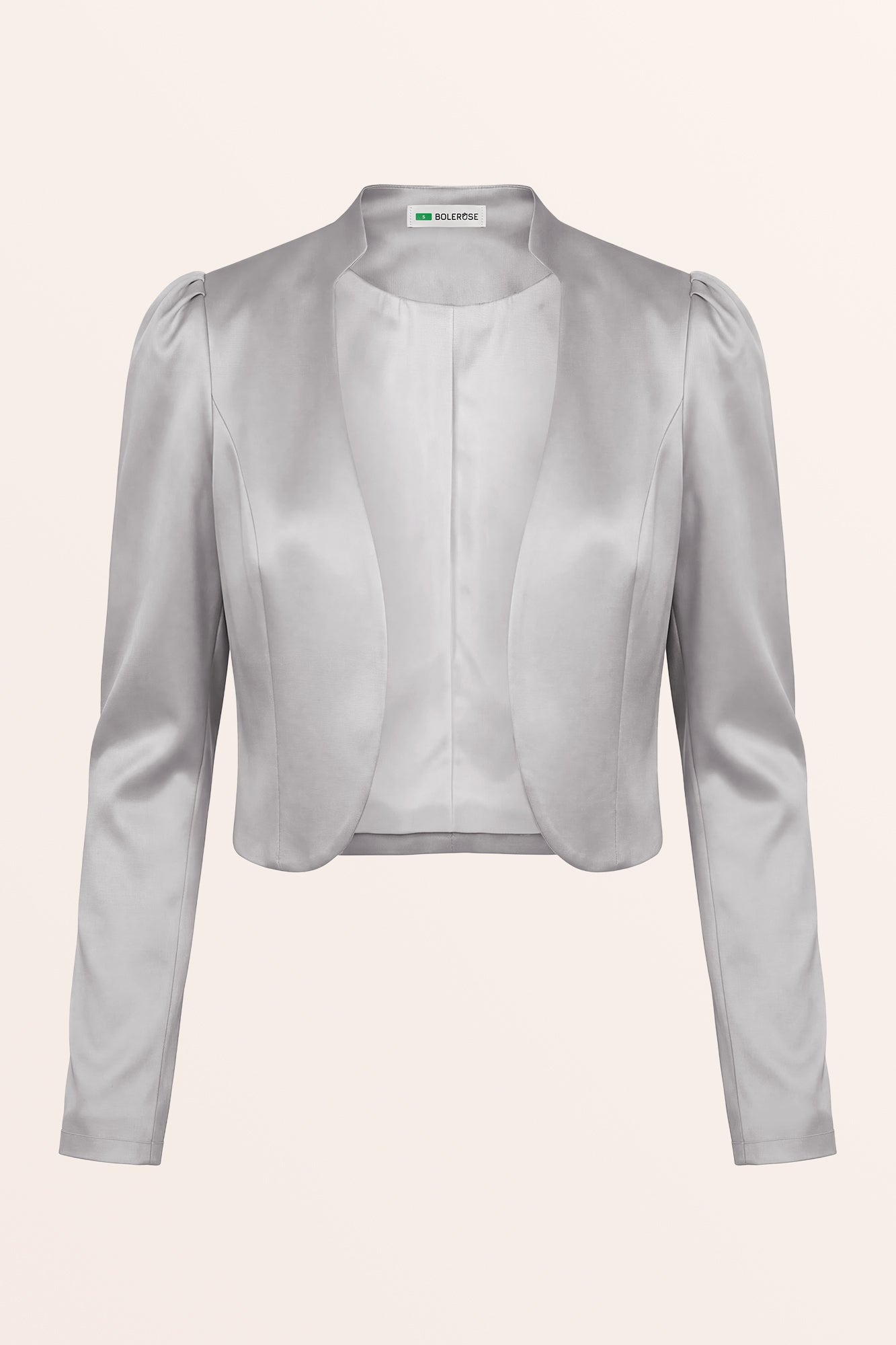 Silver Jackets For Evening Dresses Chiffon Bolero Damen Bolero Festlich  Silber Langarm-Satinjacke Silber  BlackButterfly