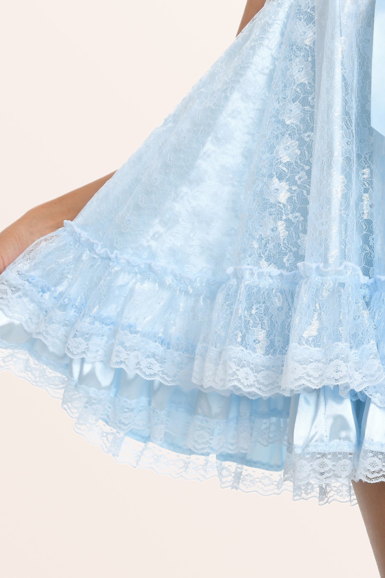 blue lace babydoll dress Lace & Beads tulle ruffle babydoll bodysuit mini dress in baby blue