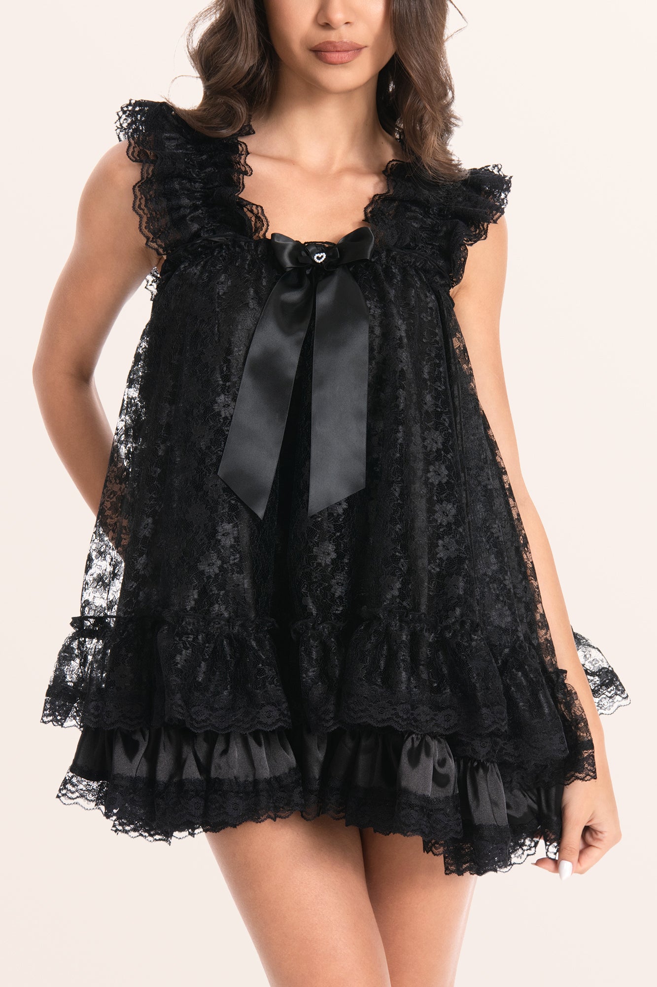 Sissy Satin Lacy Babydoll - Black – BlackButterfly