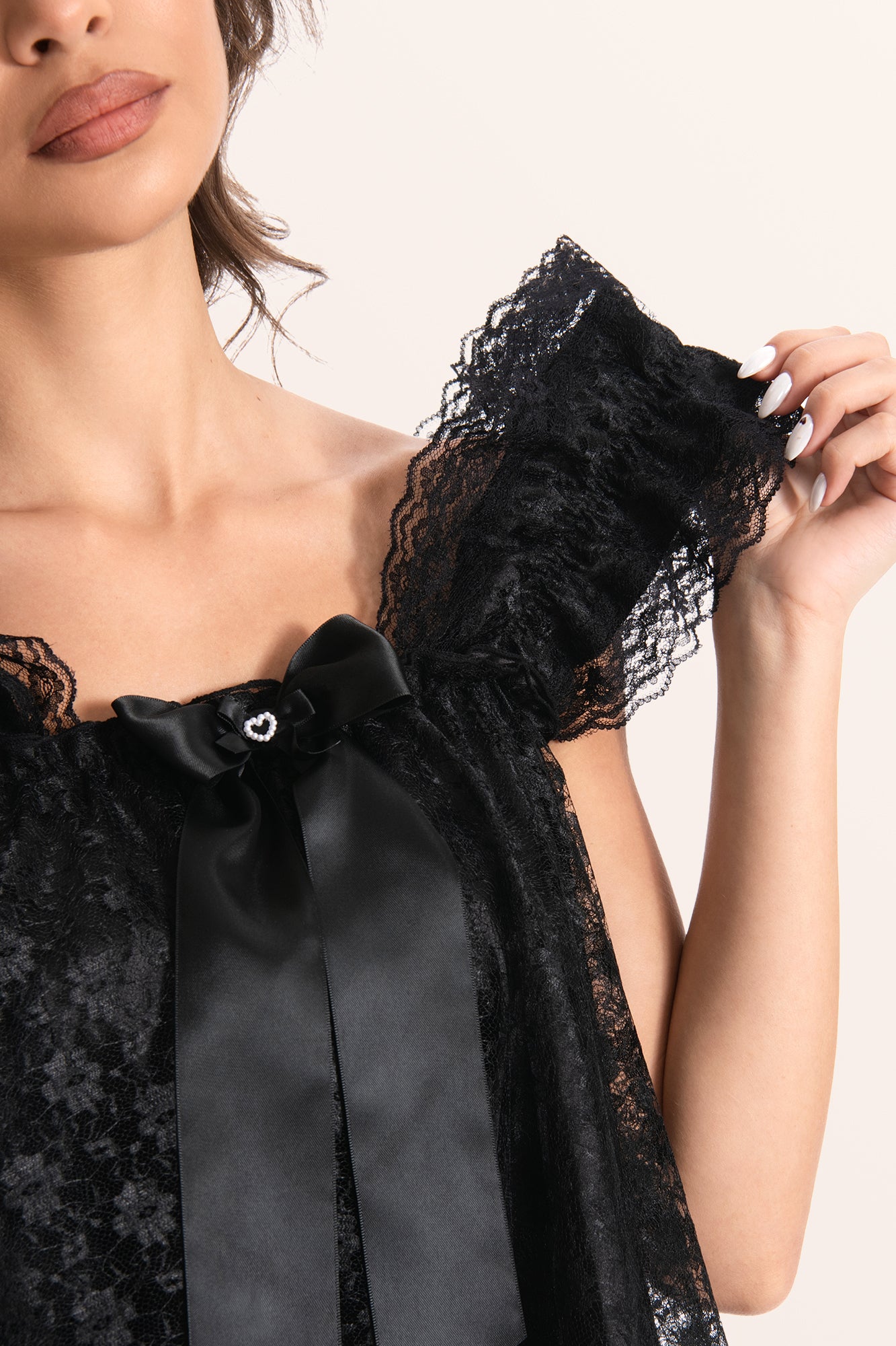 black satin babydoll dress Women's Black Satin Strappy Lace Detail Babydoll Dress