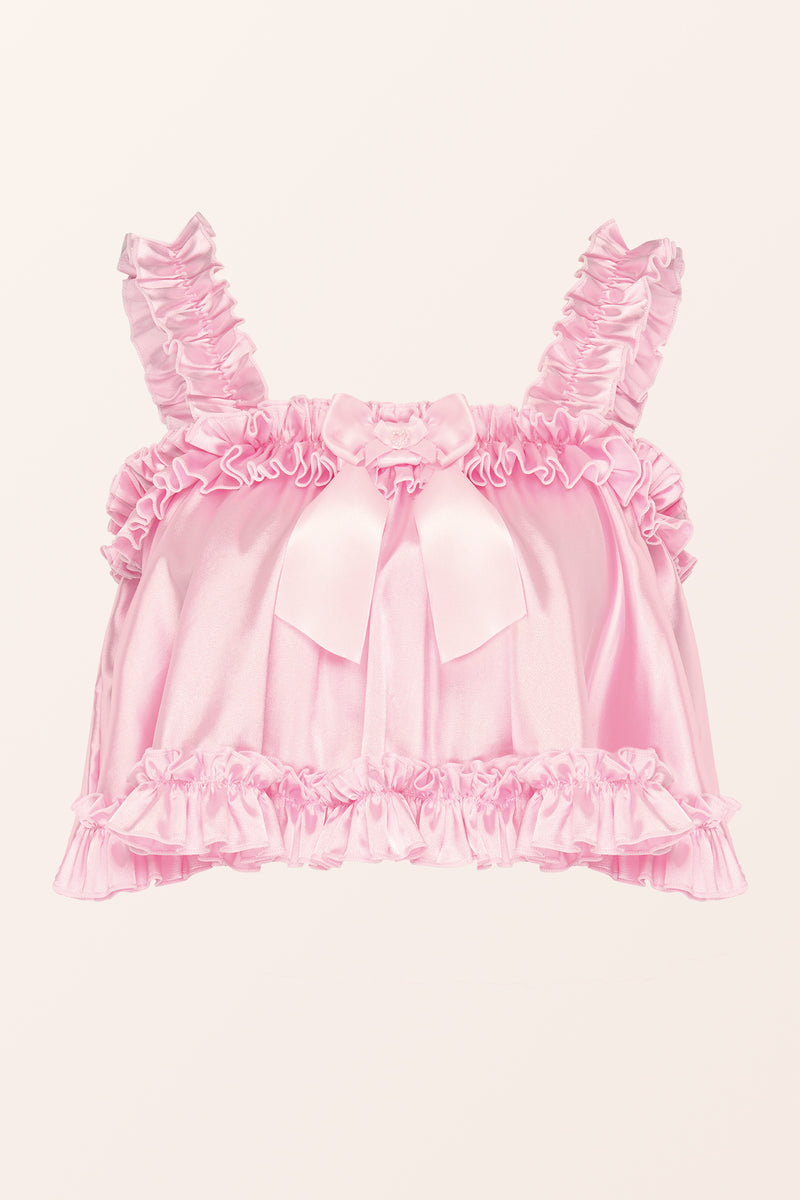 Sissy Satin Ruffled Edge Cami Top - Baby Pink – BlackButterfly