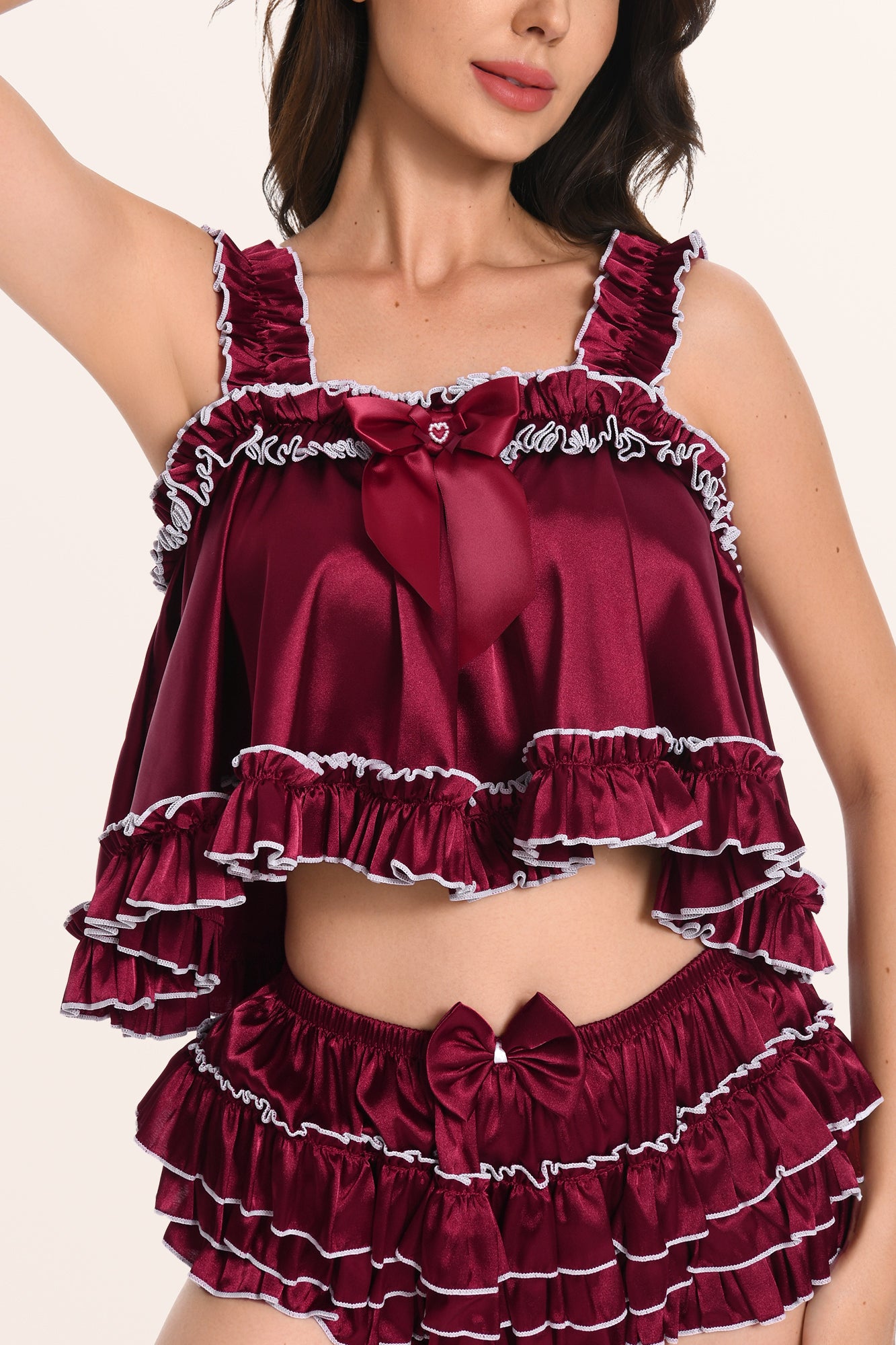 Satini Frilly Kant Sissy Ruche French Knickers Broekje Lingerie Zijdeachtig Satijn Ondergoed Satijnen broekjes (Wijnrood, S Satini Frilly Kant Sissy Ruche French Knickers Broekje Lingerie Zijdeachtig Satijn Ondergoed Satijnen broekjes (Wijnrood, S