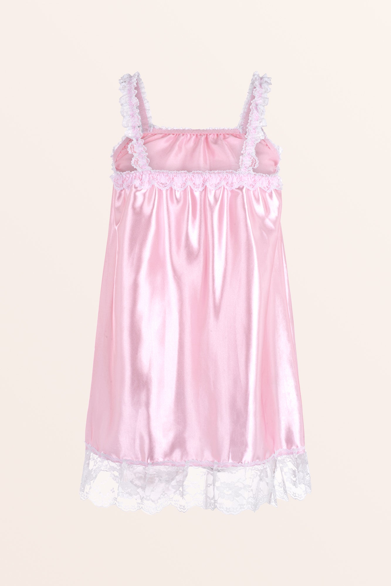 Babydoll Pink Colour Night Dress Satin Frilly Babydoll Nightdress