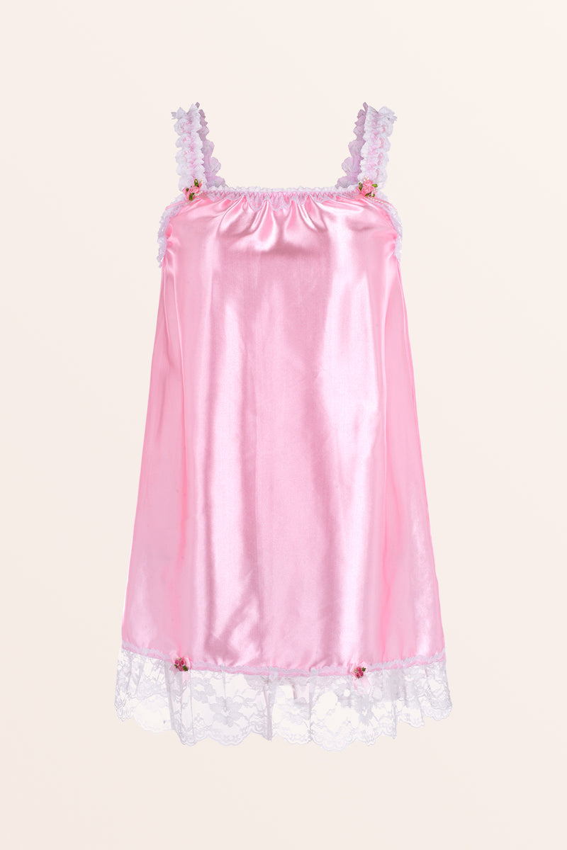 Satin Frilly Babydoll Nightdress Baby Pink BlackButterfly satin-frilly-babydoll-nightdress-baby-pink-blackbutterfly