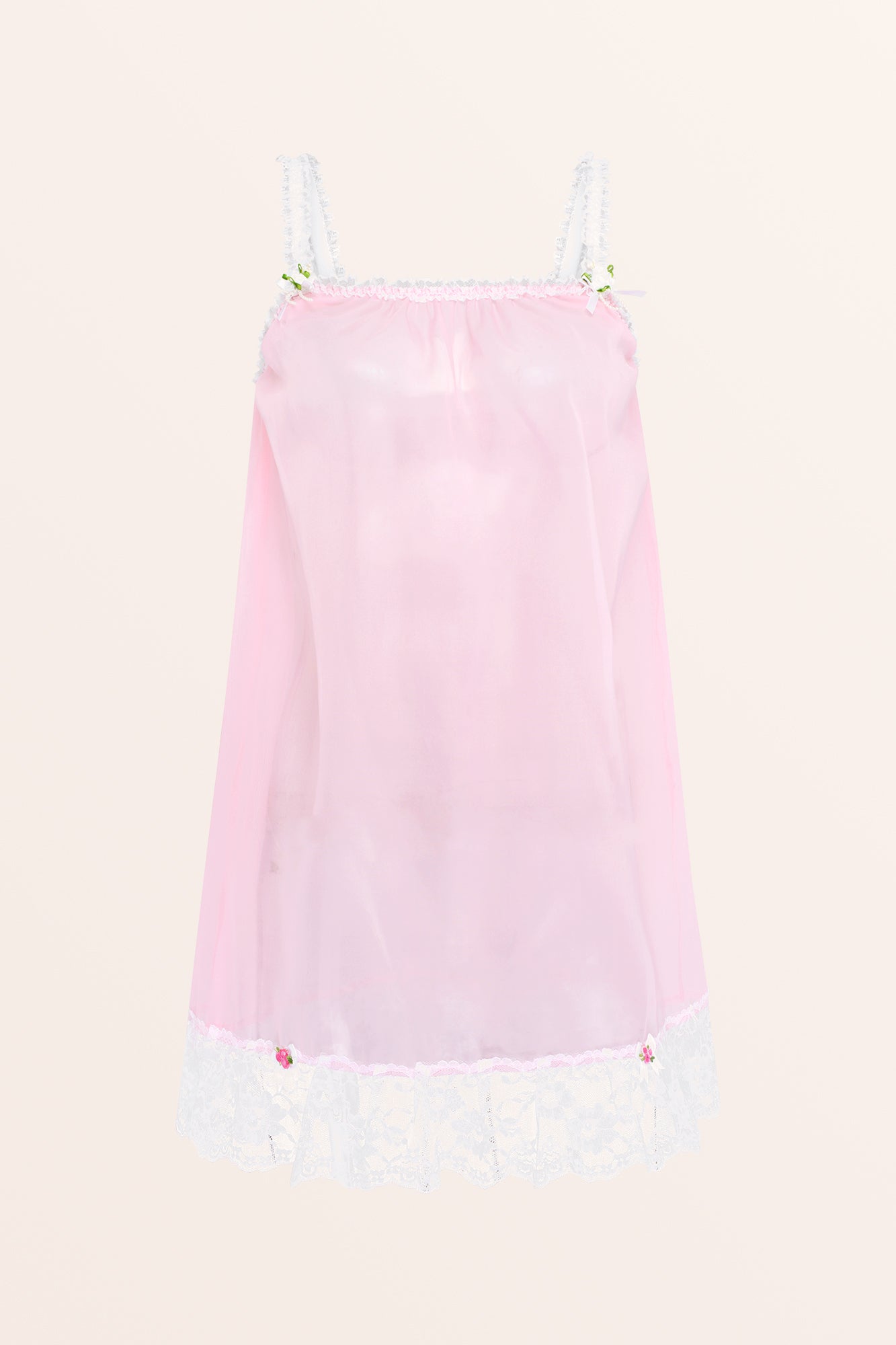 Sheer Frilly Babydoll Nightdress Baby Pink White