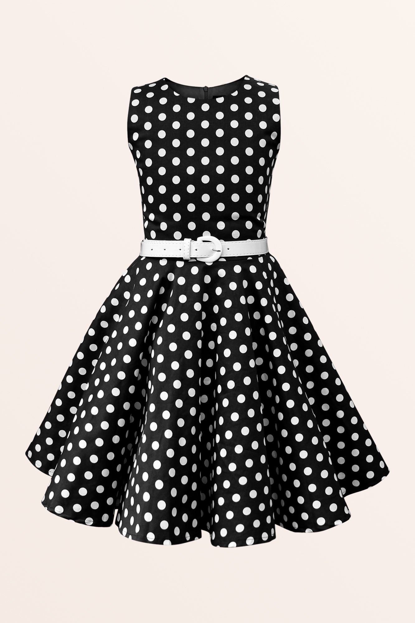 polka dot dress black and white Kids 'Audrey' Vintage 50's Girls Dress - Black / 7