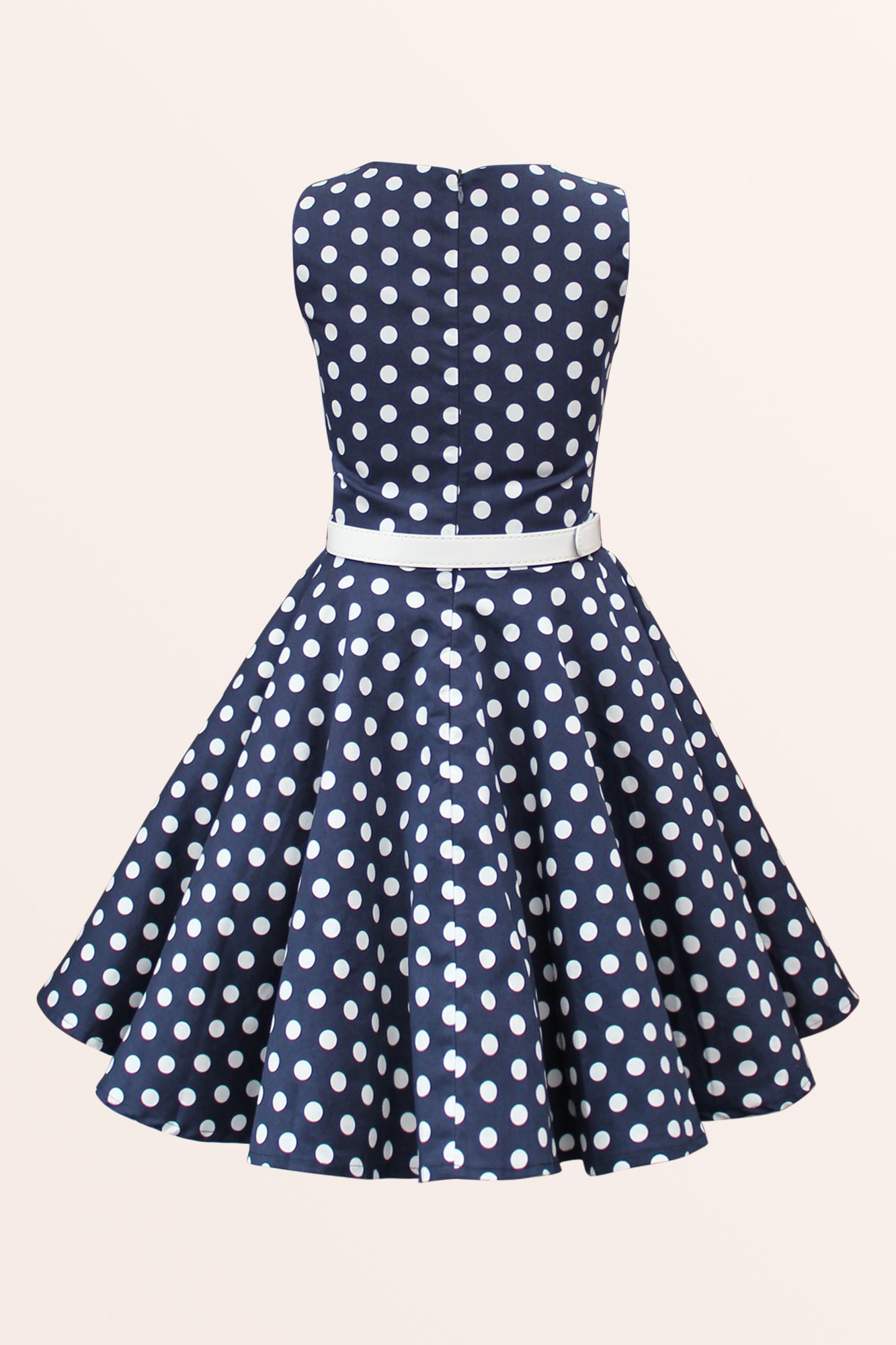 blue polka dot 50s dress Polka Dot Print Buttons Zipper Back Pleated Vintage Dress [85% OFF]