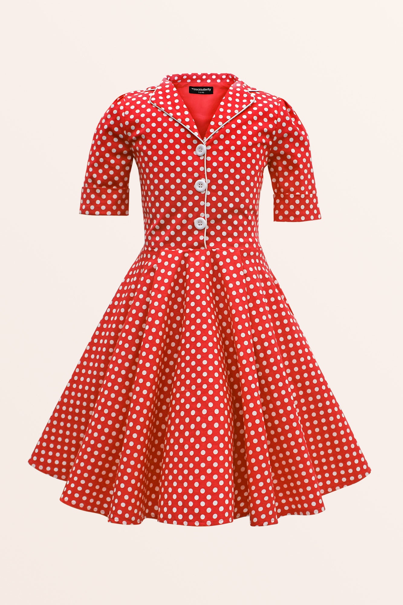 vintage red polka dot dress Dolly and Dotty 50's Retro Rockabilly Swing "Claudia Dots" in  Vogue while the swing silhouette offers comfort and movement Red Polka Dot Square Neck