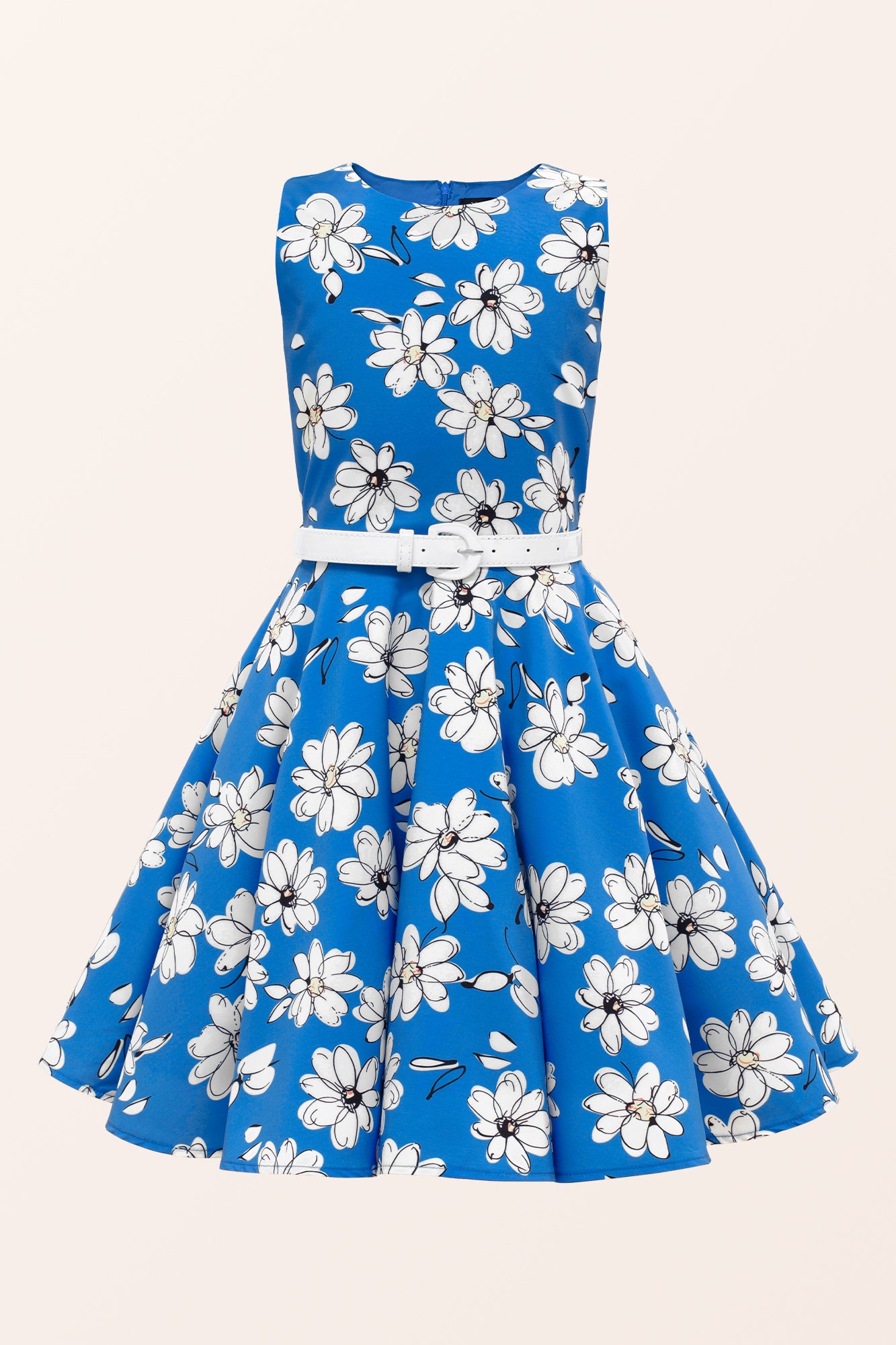Kids 'Audrey' Vintage 50's Girls Dress - Royal Blue / 9