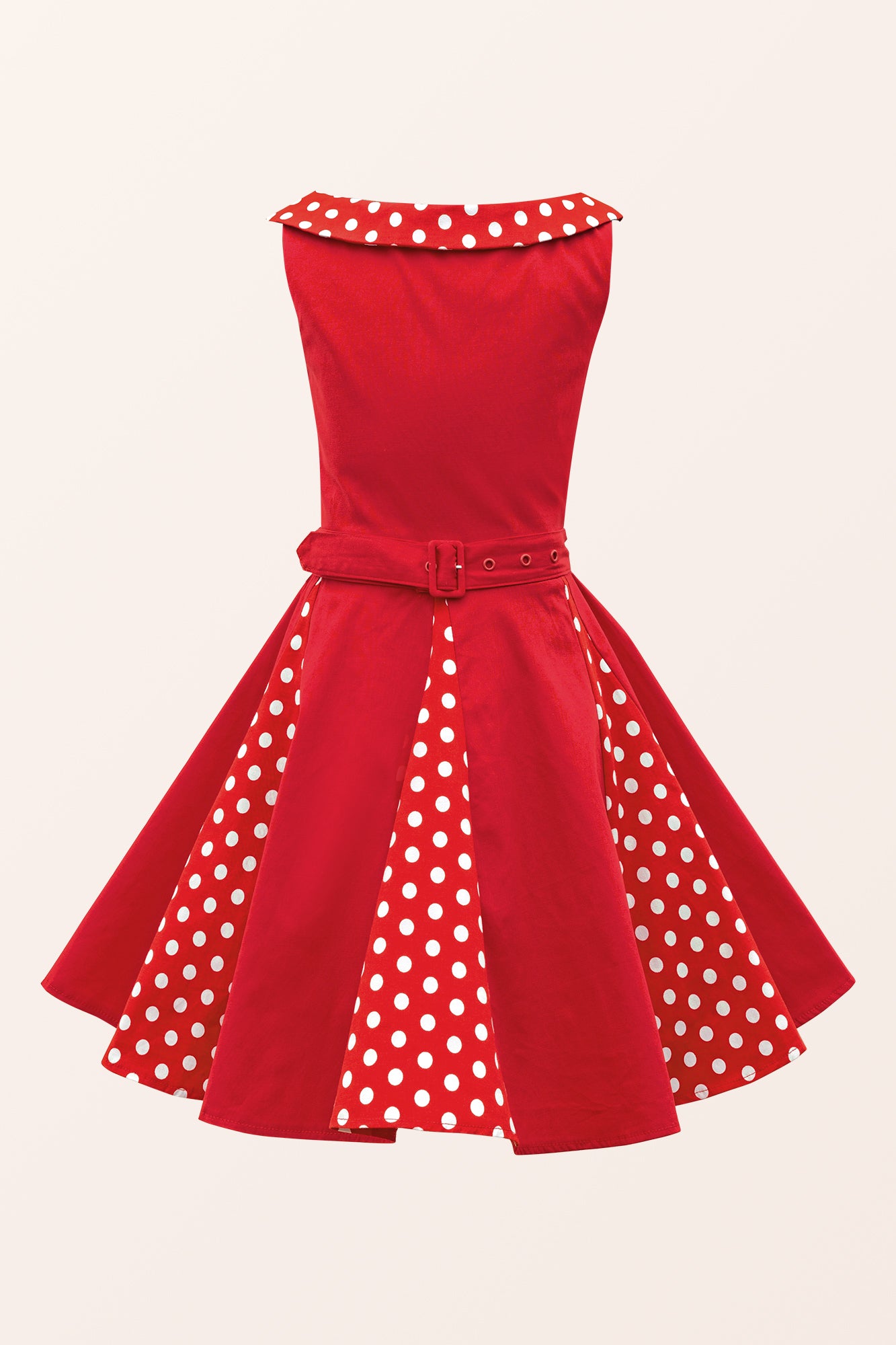 red dress with black polka dots RIXO Abi Chiffon Midi Layla Dot Red